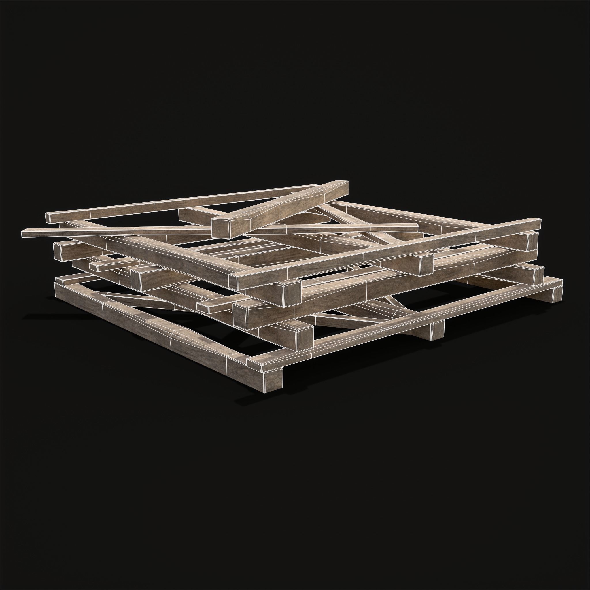 Rustic Mid Construction Wood Piles Low-poly 3D model_24