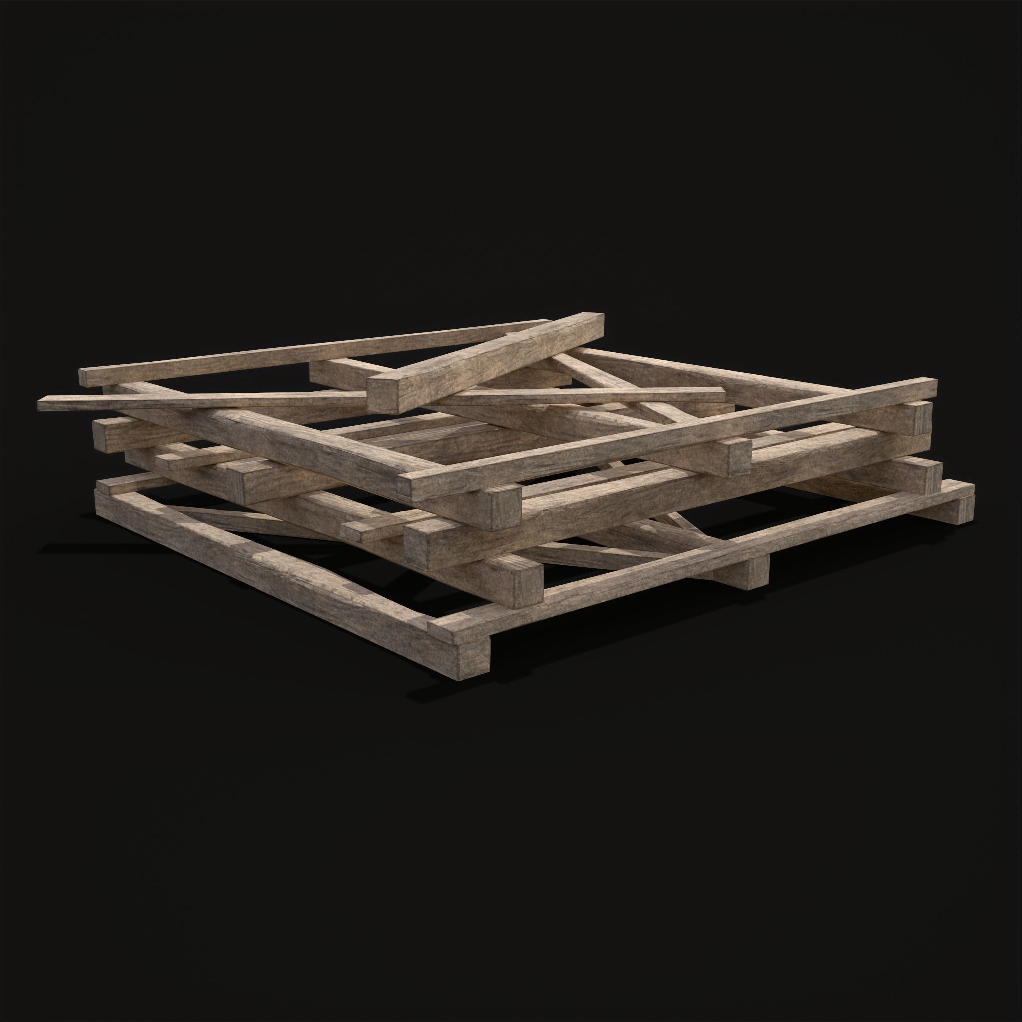 Rustic Mid Construction Wood Piles Low-poly 3D model_23