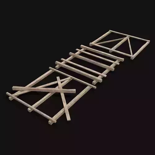 Rustic Mid Construction Wood Piles Low-poly 3D model