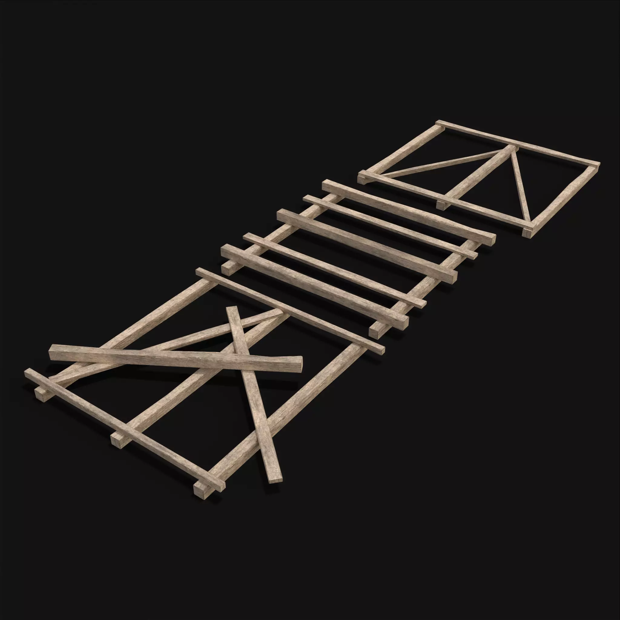 Rustic Mid Construction Wood Piles Low-poly 3D model_0