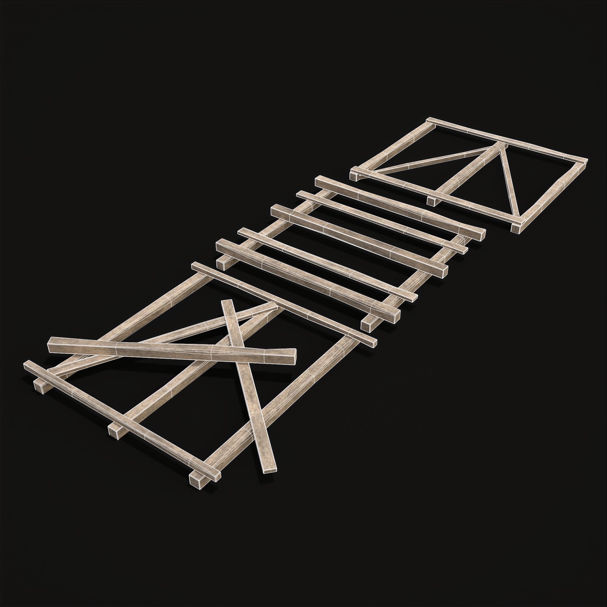 Rustic Mid Construction Wood Piles Low-poly 3D model_2