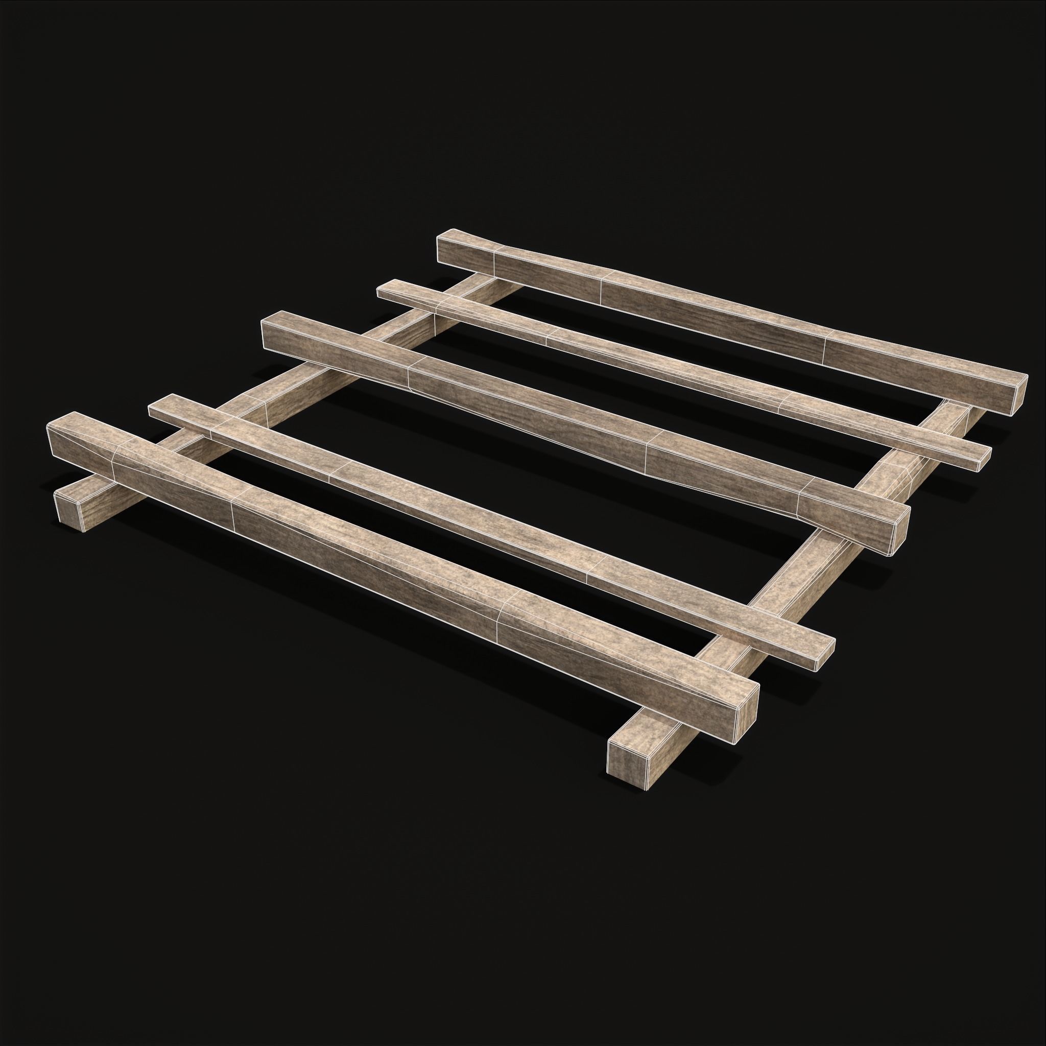 Rustic Mid Construction Wood Piles Low-poly 3D model_8