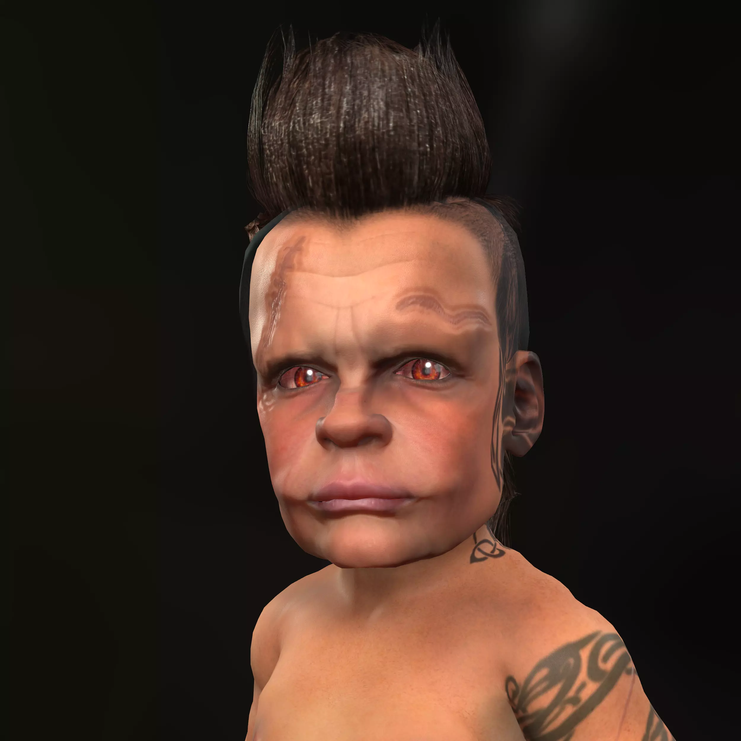 Realistic Fantasy 3D Character Scarred Tattooed Baby Mafia Boy  Low-poly 3D model_0