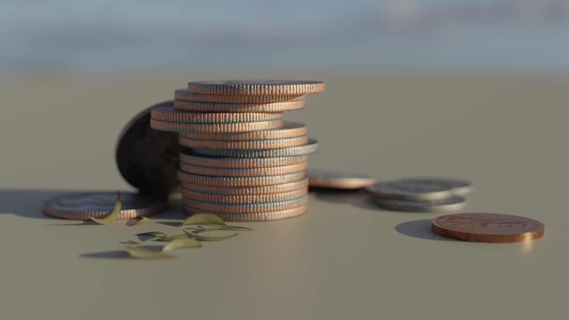 Four Dollars and Eighty Seven Cents in Various Coins 3D model_3
