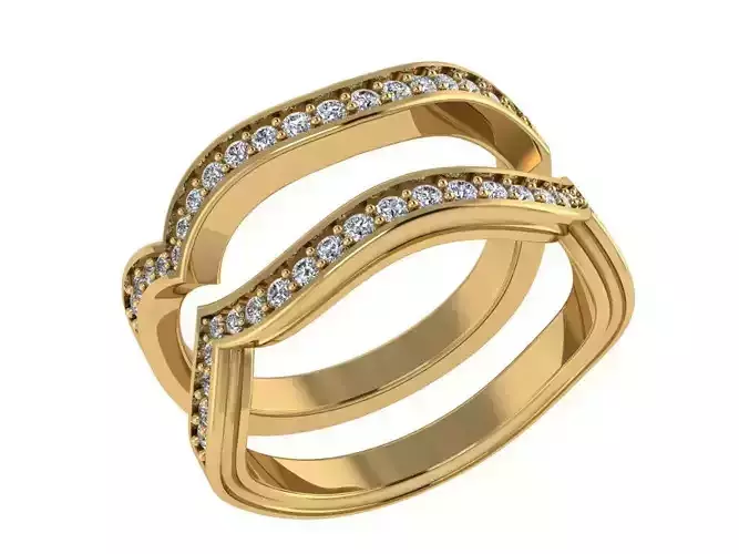Ring289 two gold ring set with diamonds
