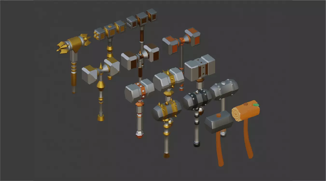 Hammer Collection Medieval Low-poly 3D model