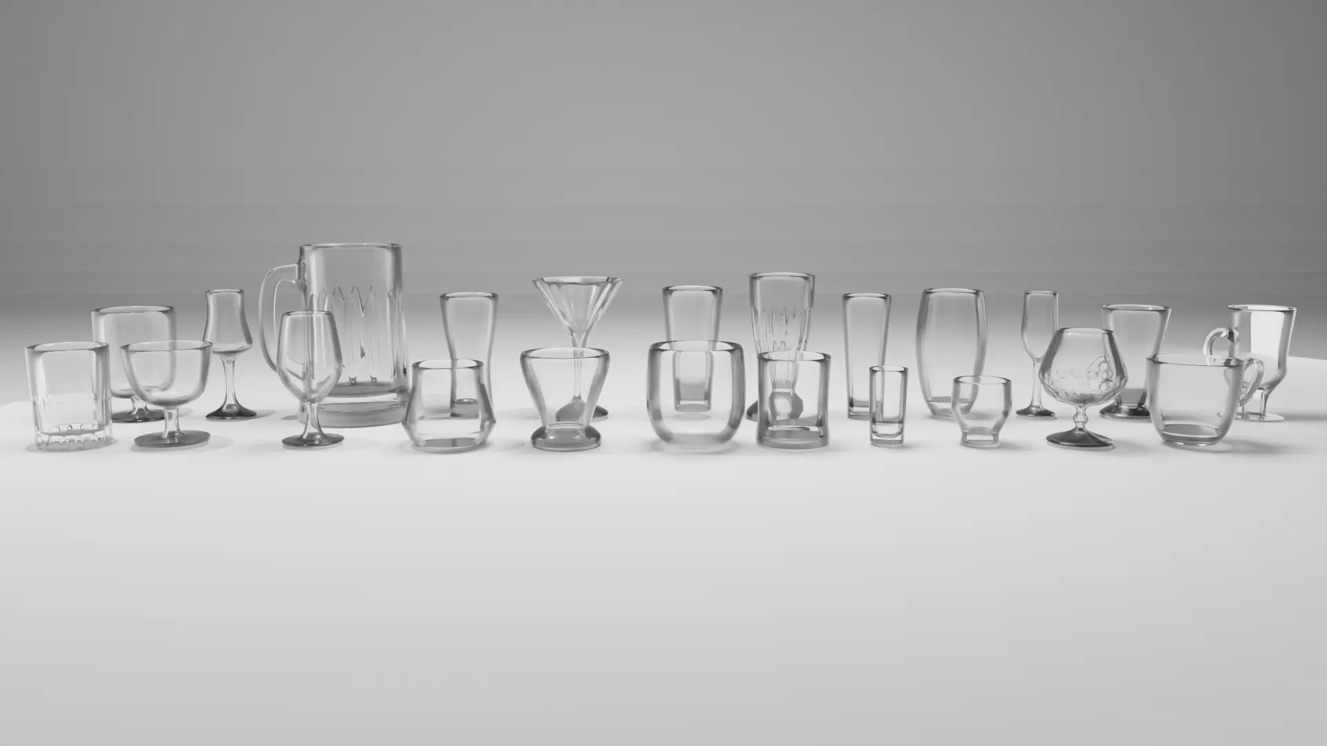 Glass Cups Bundle 3D model_0