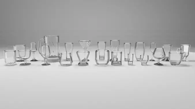 Glass Cups Bundle 3D model