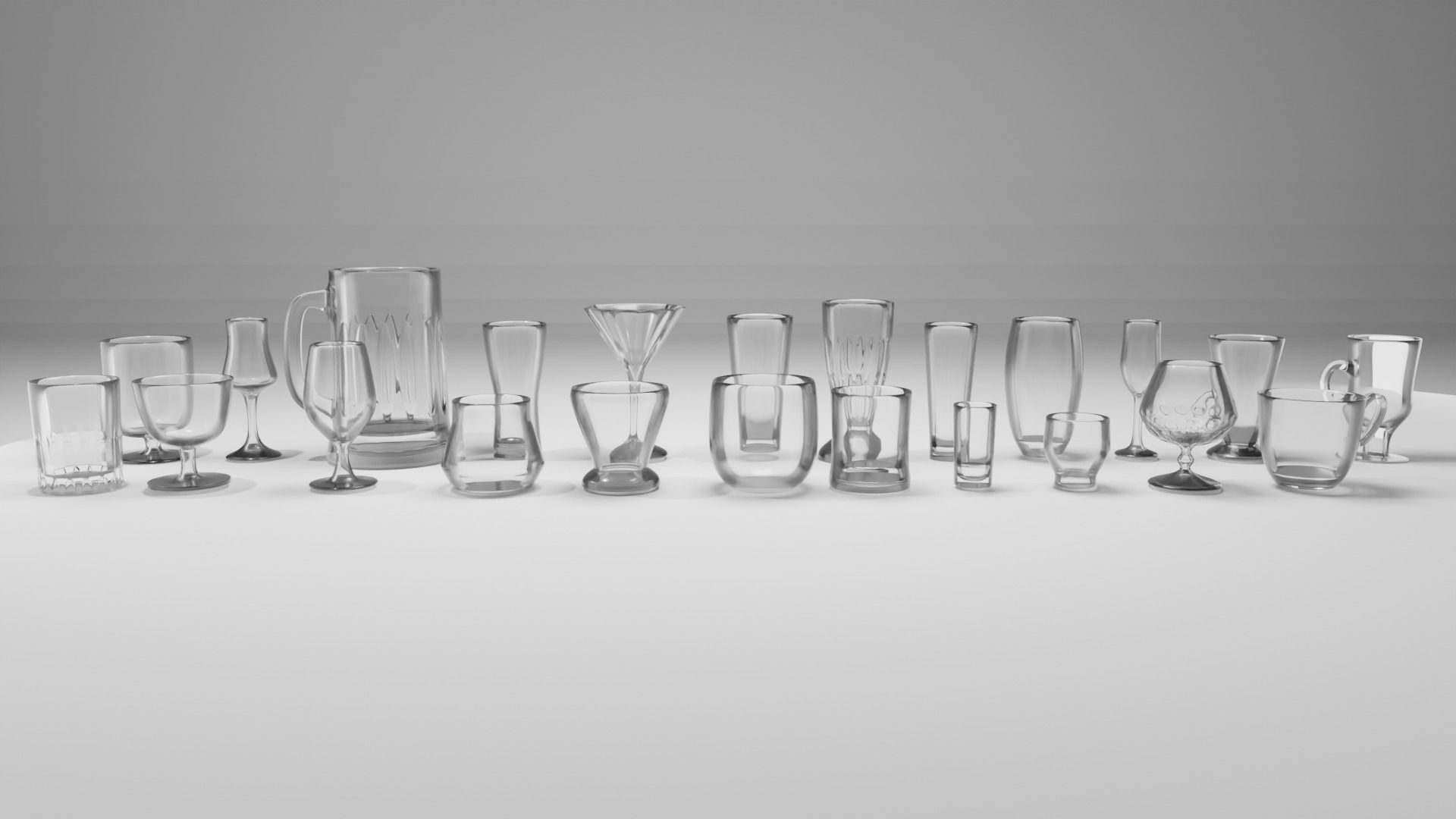 Glass Cups Bundle 3D model_2
