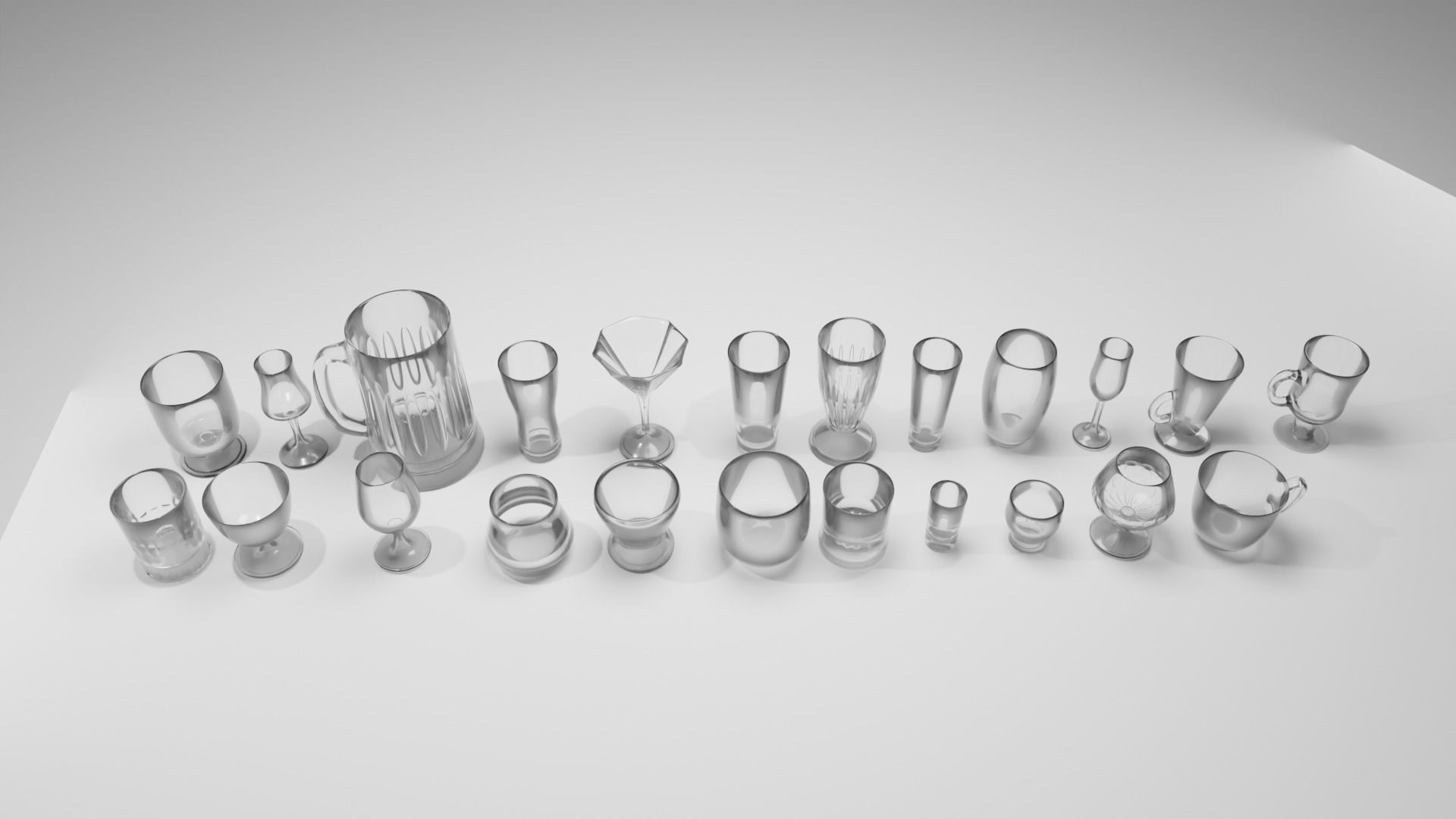 Glass Cups Bundle 3D model_6