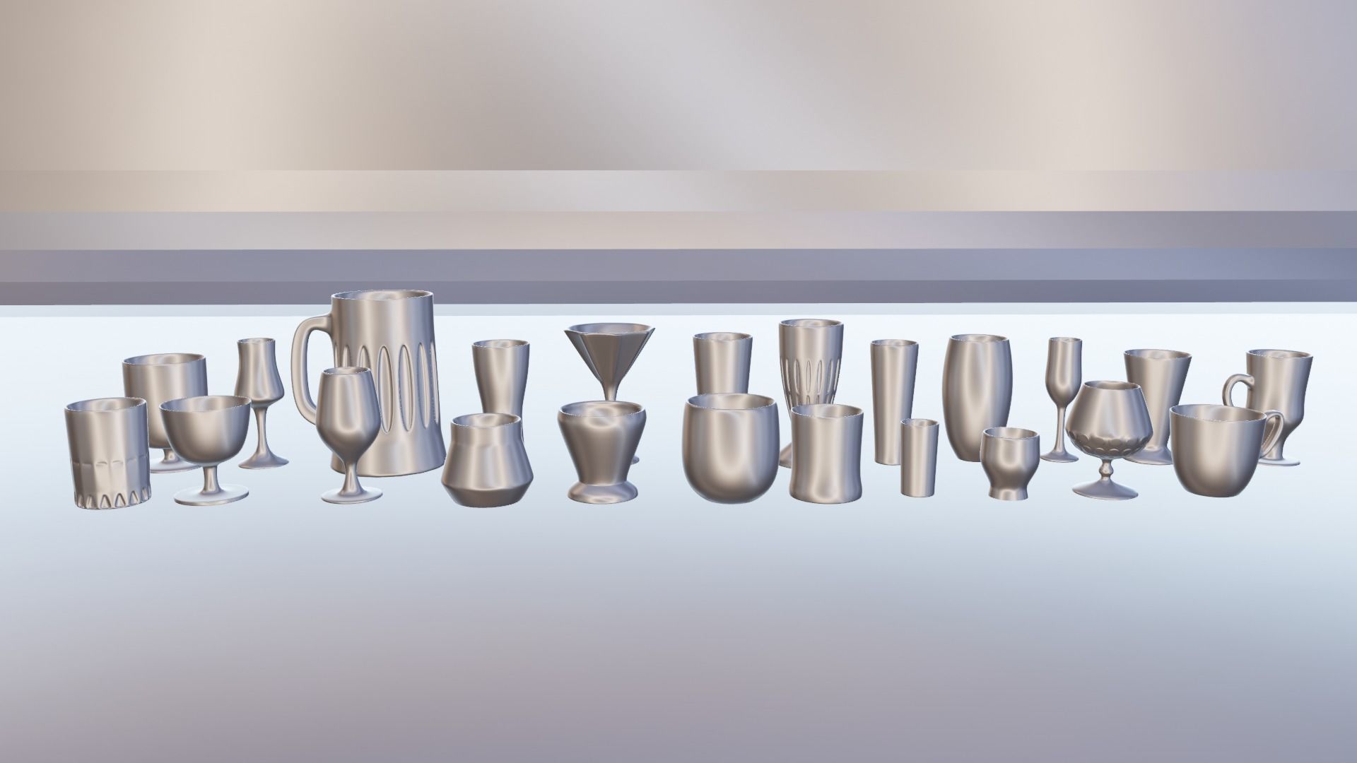 Glass Cups Bundle 3D model_5
