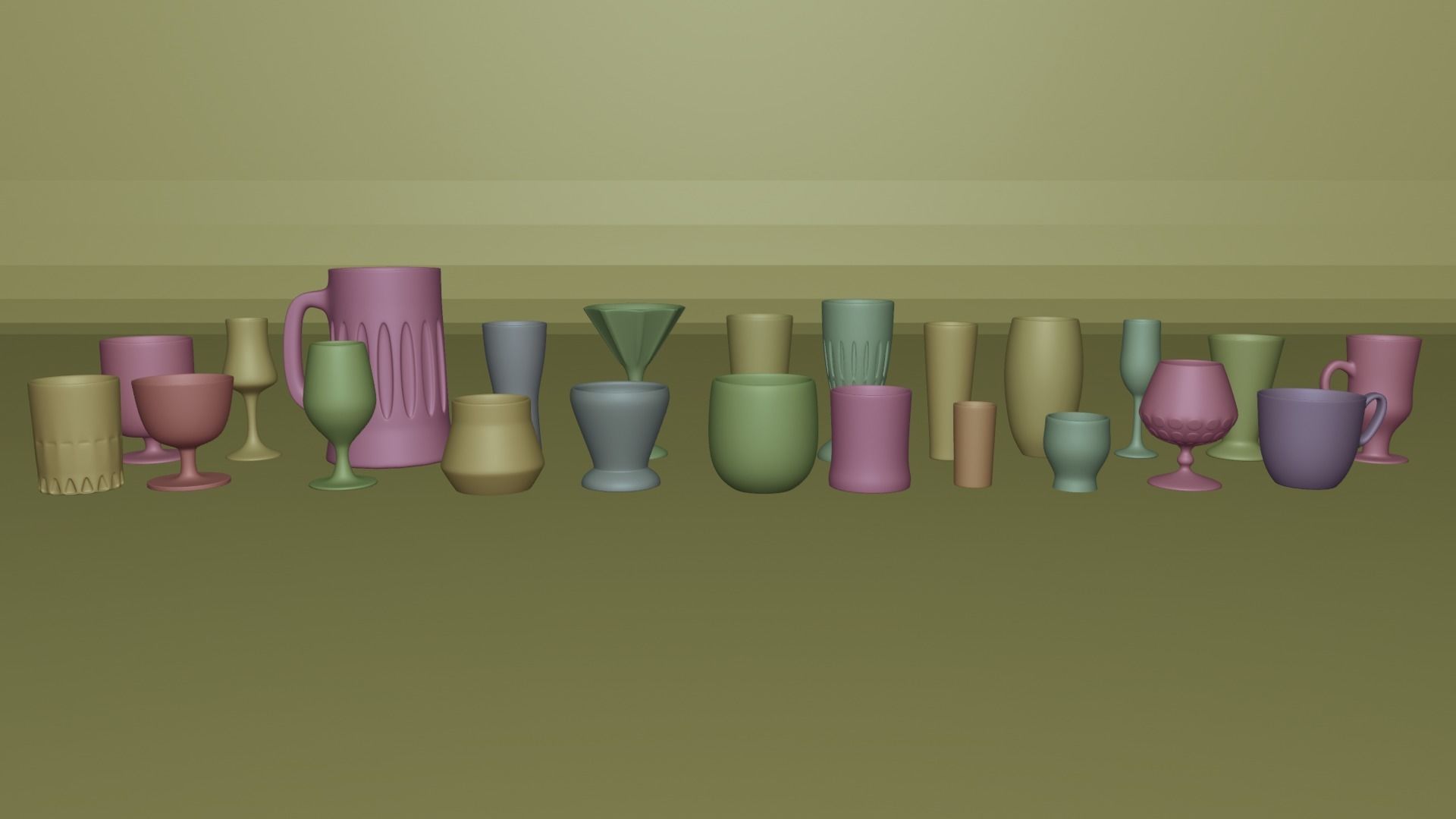 Glass Cups Bundle 3D model_3