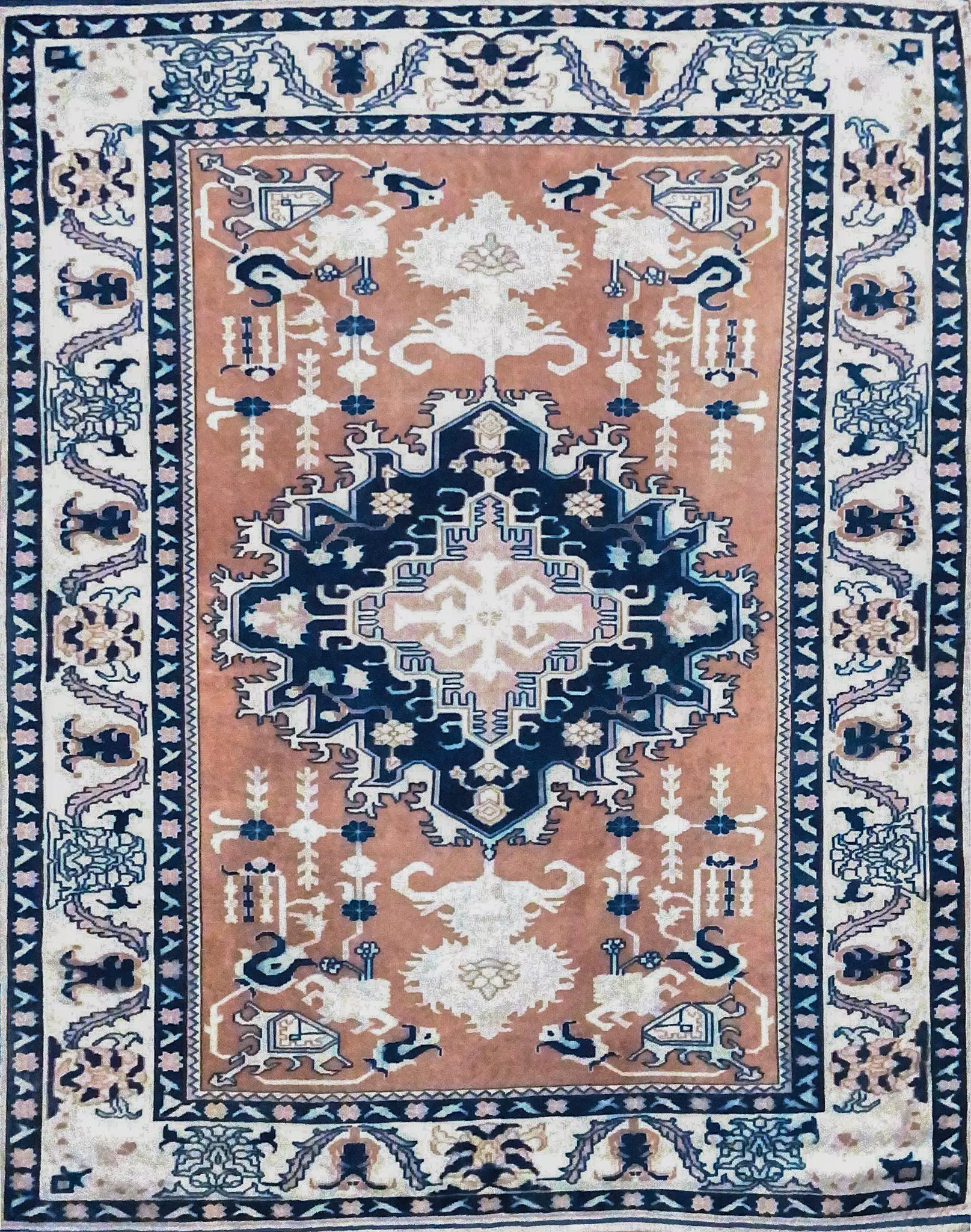 Handmade Blue Rug Carpet Low-poly 3D model_0