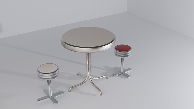 Diner Table and Stool Set Free low-poly 3D model