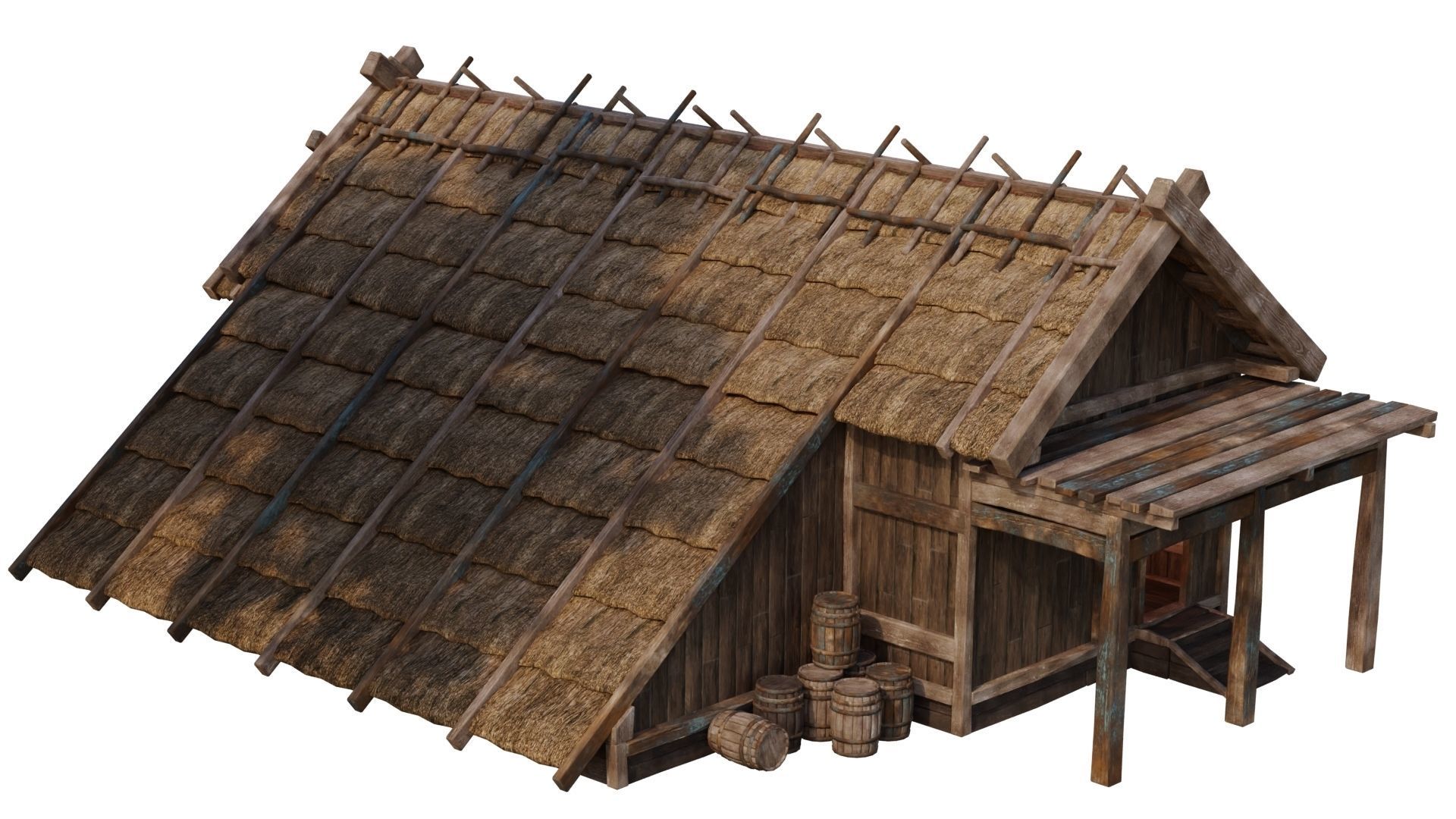 4 Old Medieval House PBR 4K GameReady Pack 37 to 40 Low-poly 3D model_31