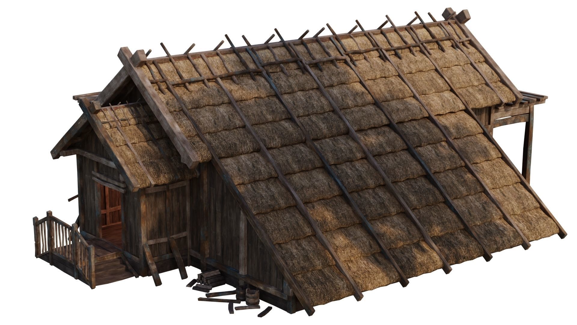 4 Old Medieval House PBR 4K GameReady Pack 37 to 40 Low-poly 3D model_42