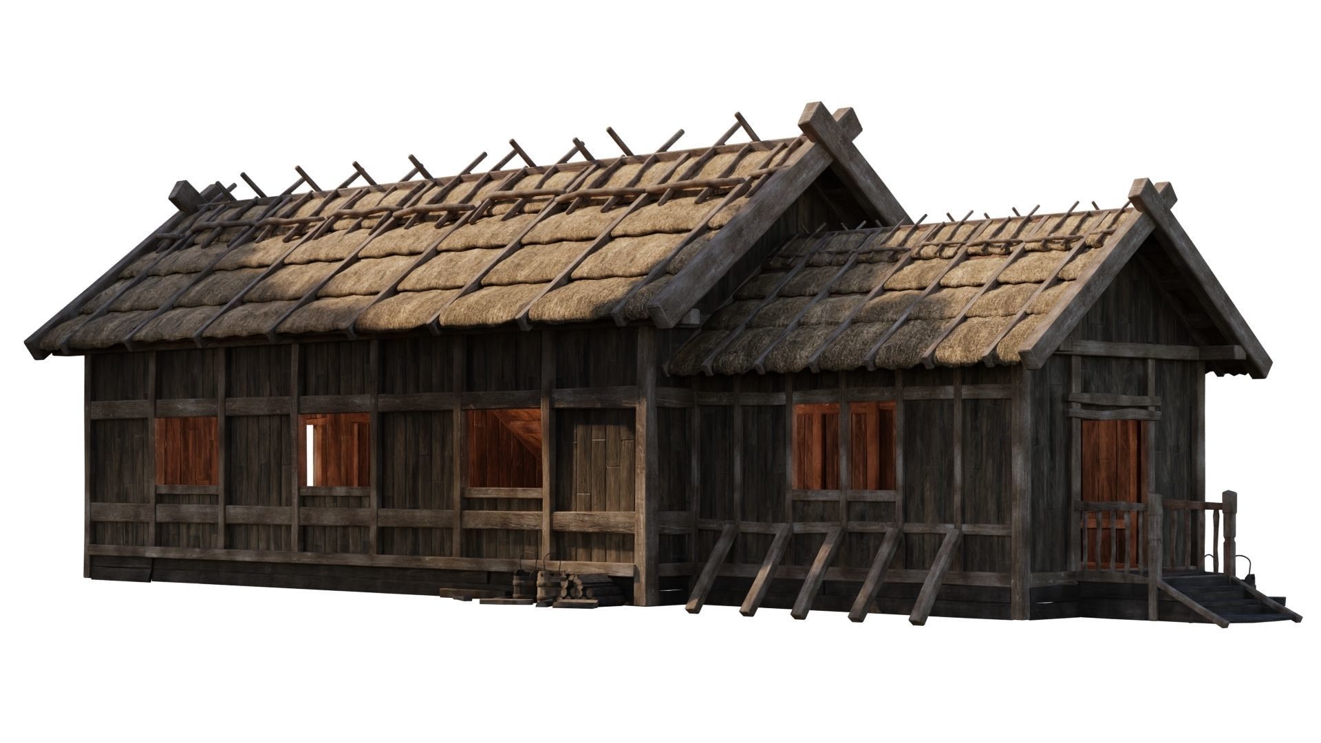 4 Old Medieval House PBR 4K GameReady Pack 37 to 40 Low-poly 3D model_13