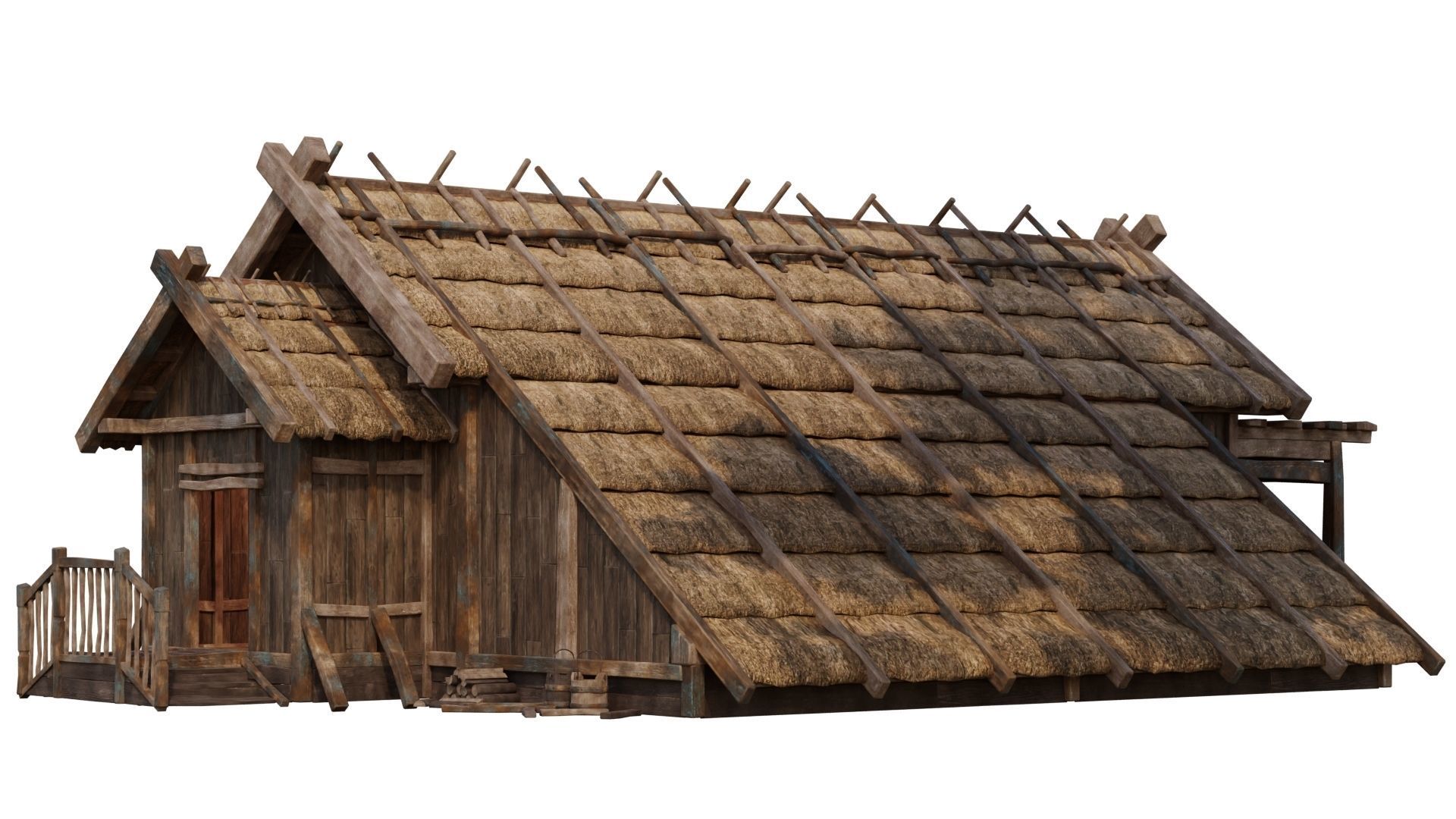 4 Old Medieval House PBR 4K GameReady Pack 37 to 40 Low-poly 3D model_36