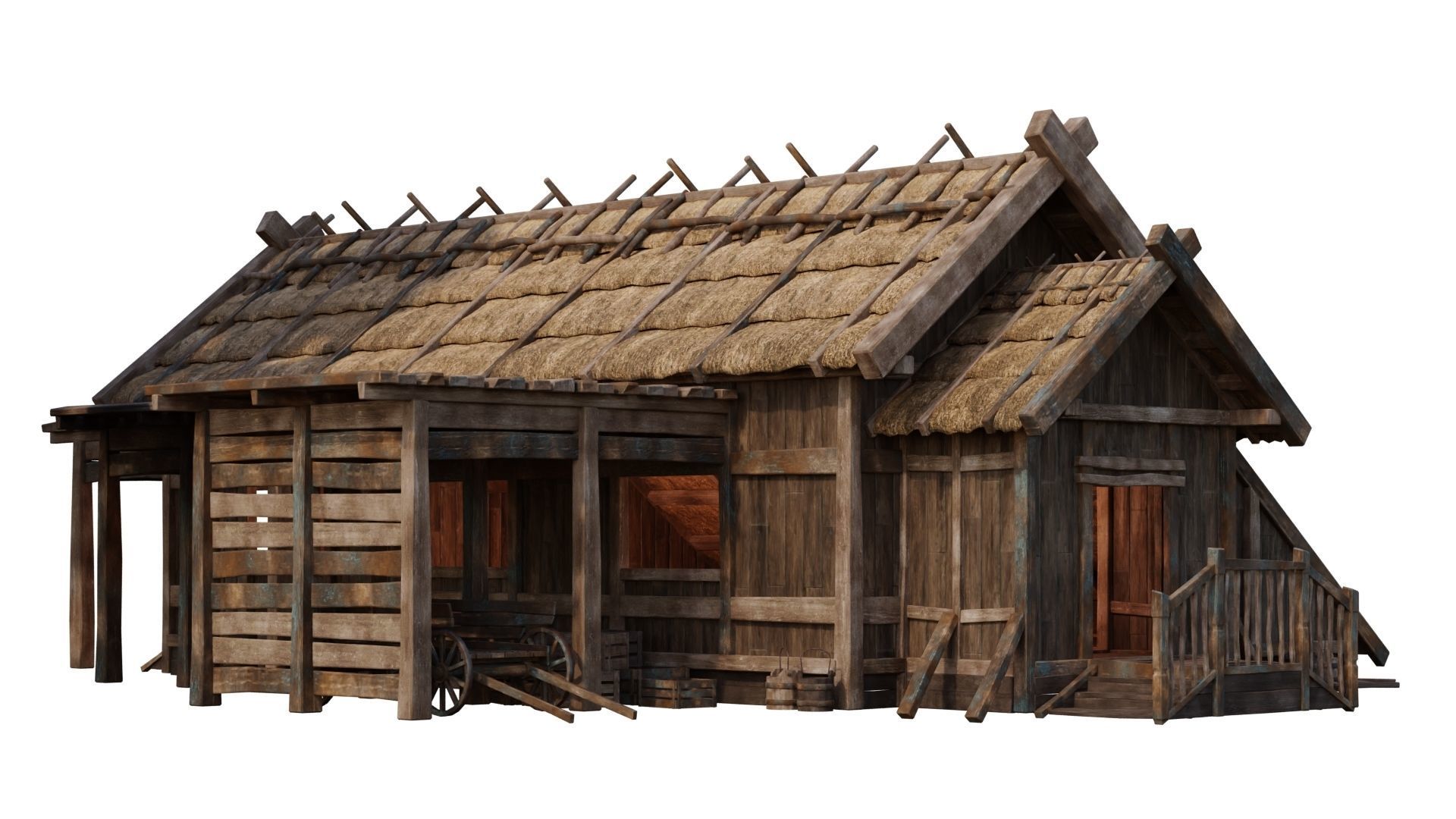 4 Old Medieval House PBR 4K GameReady Pack 37 to 40 Low-poly 3D model_7