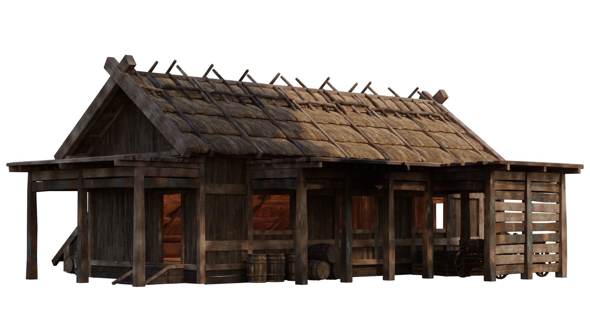 4 Old Medieval House PBR 4K GameReady Pack 37 to 40 Low-poly 3D model_38