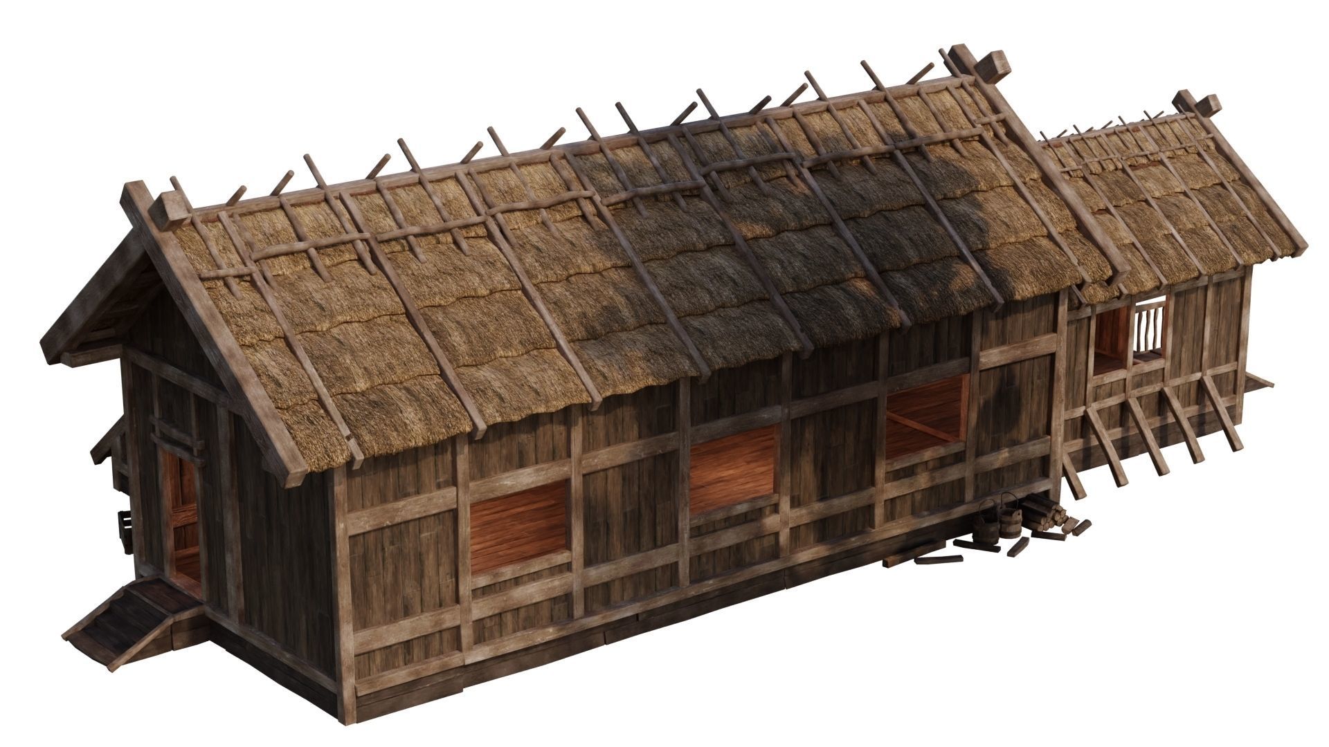 4 Old Medieval House PBR 4K GameReady Pack 37 to 40 Low-poly 3D model_18