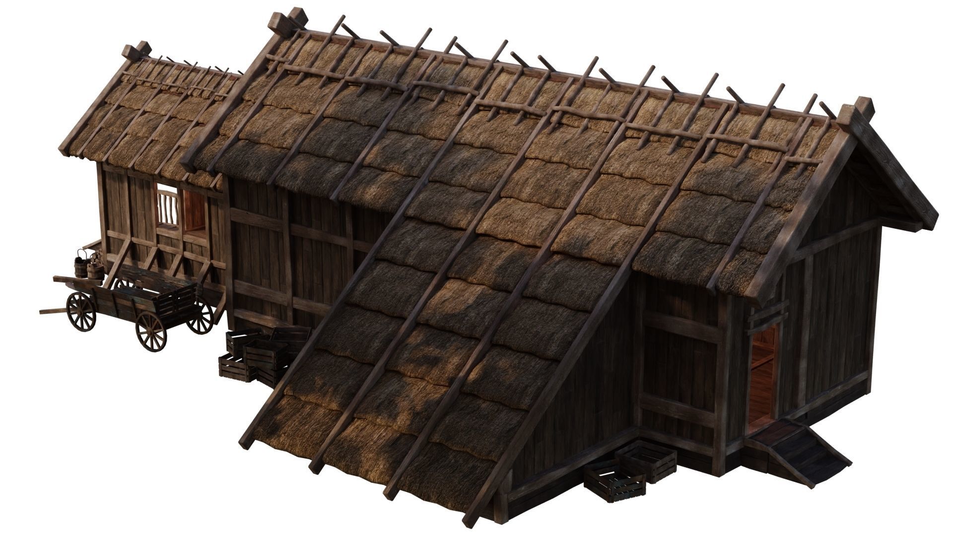 4 Old Medieval House PBR 4K GameReady Pack 37 to 40 Low-poly 3D model_19