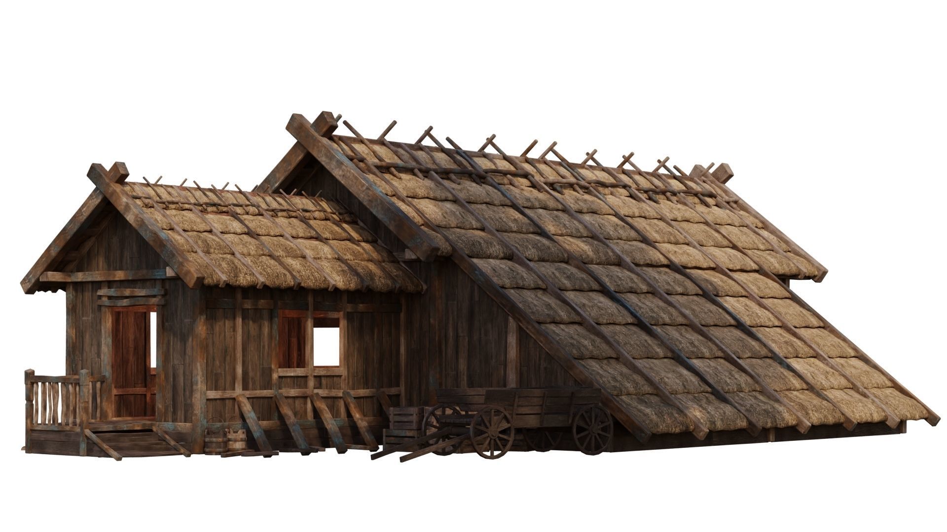 4 Old Medieval House PBR 4K GameReady Pack 37 to 40 Low-poly 3D model_6