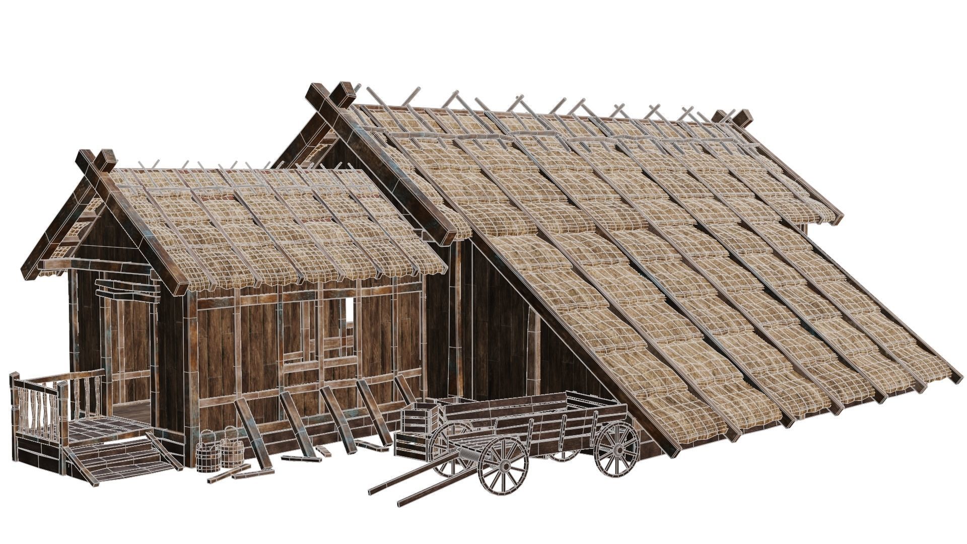 4 Old Medieval House PBR 4K GameReady Pack 37 to 40 Low-poly 3D model_22