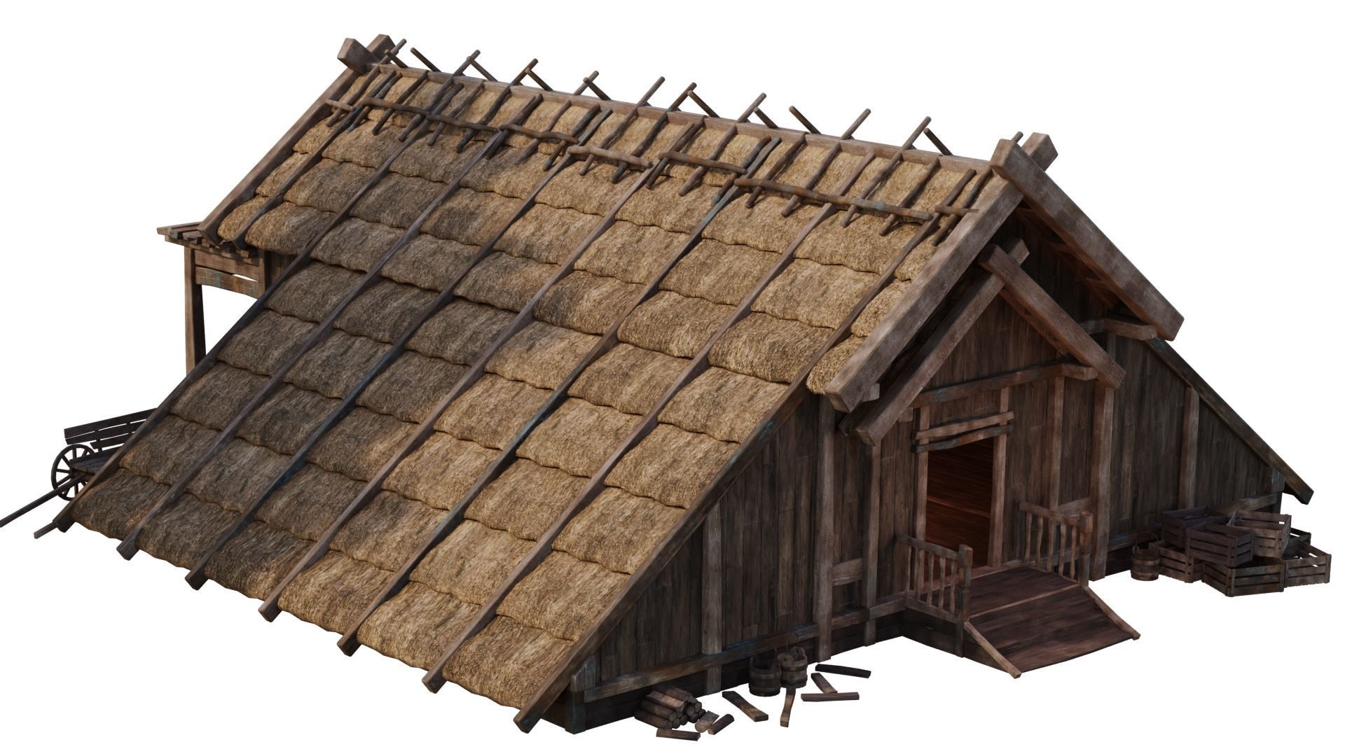 4 Old Medieval House PBR 4K GameReady Pack 37 to 40 Low-poly 3D model_53