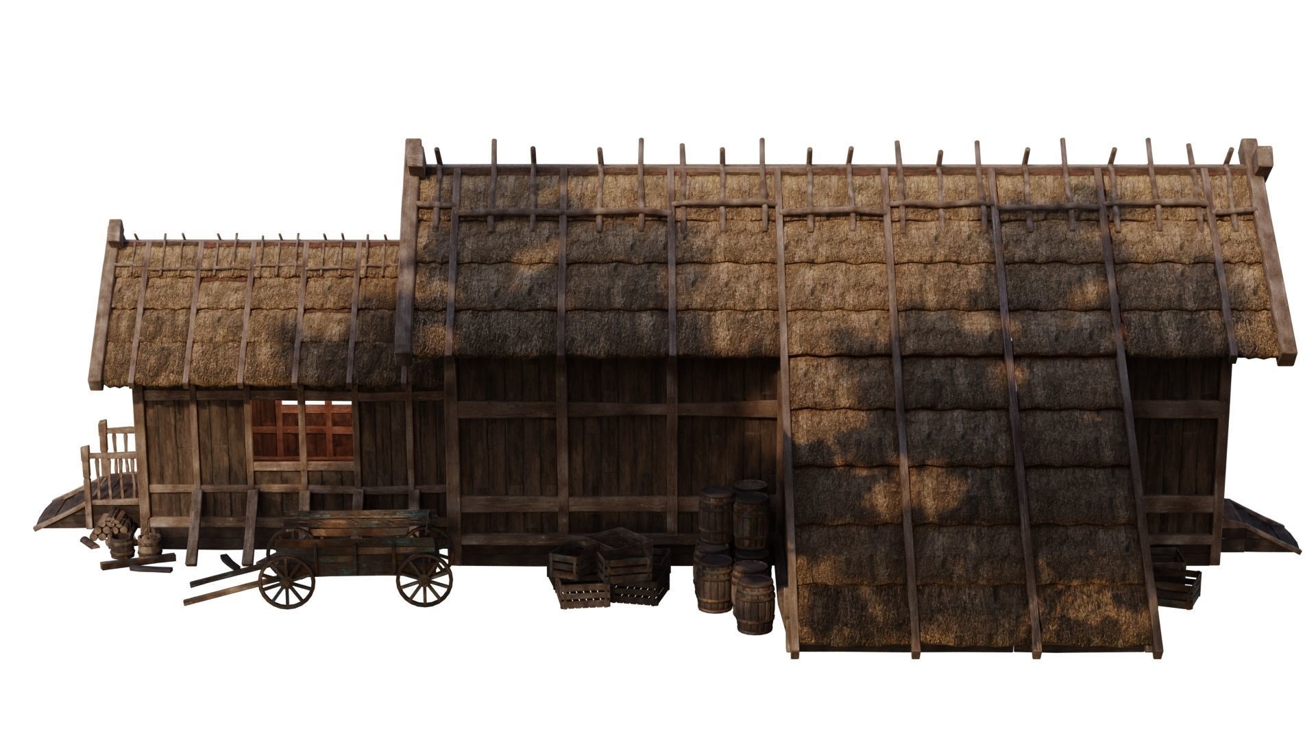 4 Old Medieval House PBR 4K GameReady Pack 37 to 40 Low-poly 3D model_10