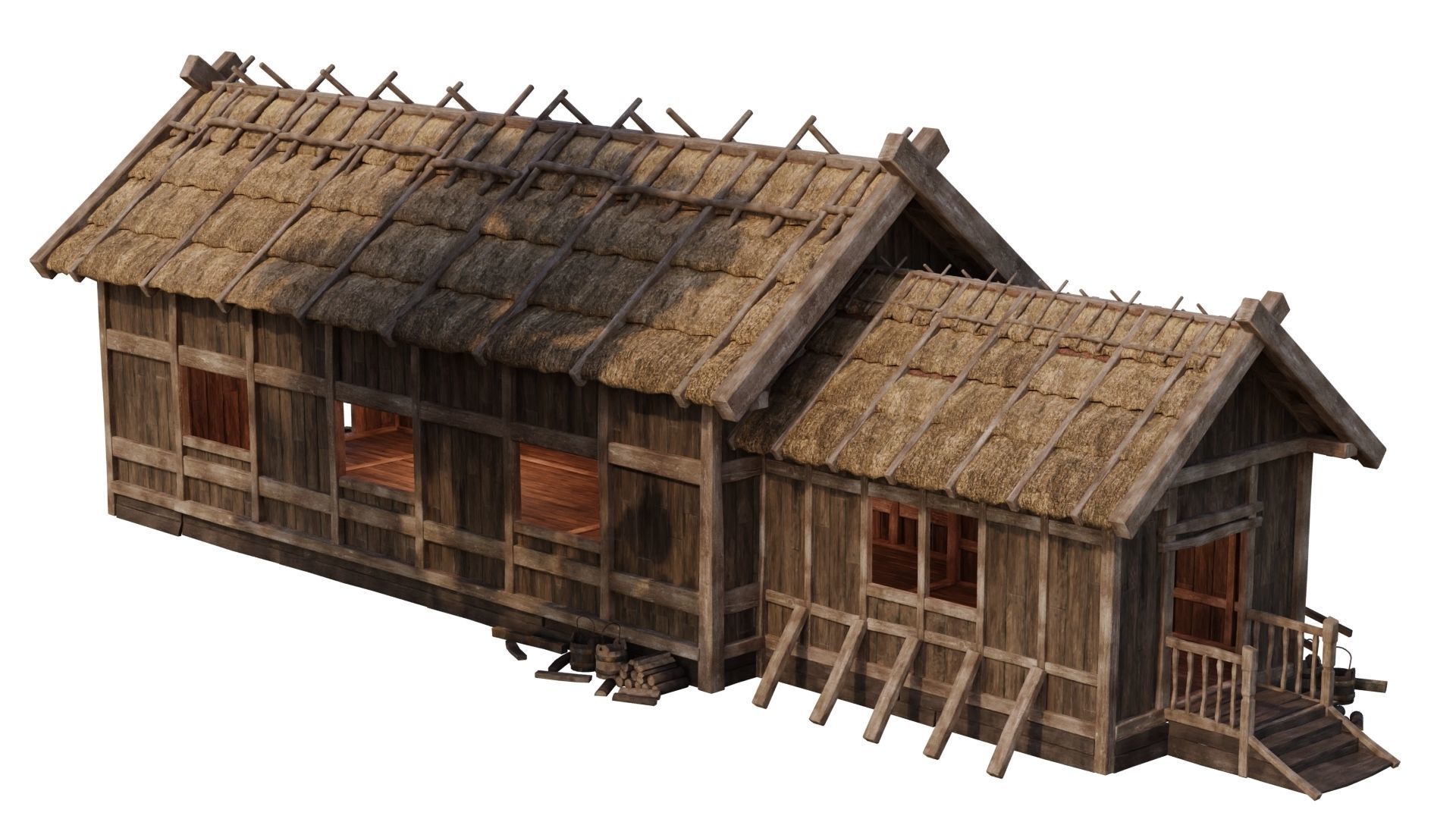 4 Old Medieval House PBR 4K GameReady Pack 37 to 40 Low-poly 3D model_17