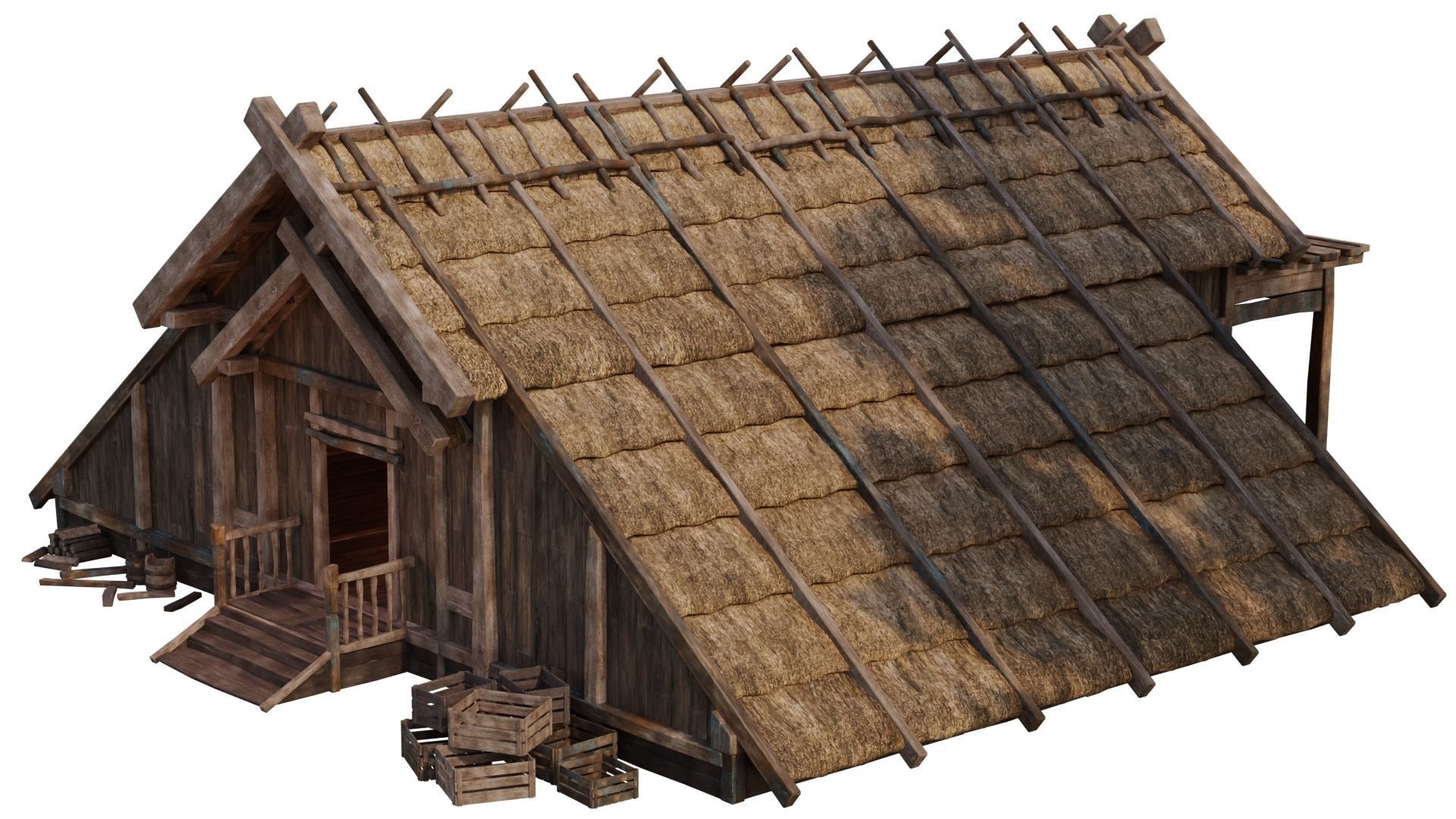 4 Old Medieval House PBR 4K GameReady Pack 37 to 40 Low-poly 3D model_49