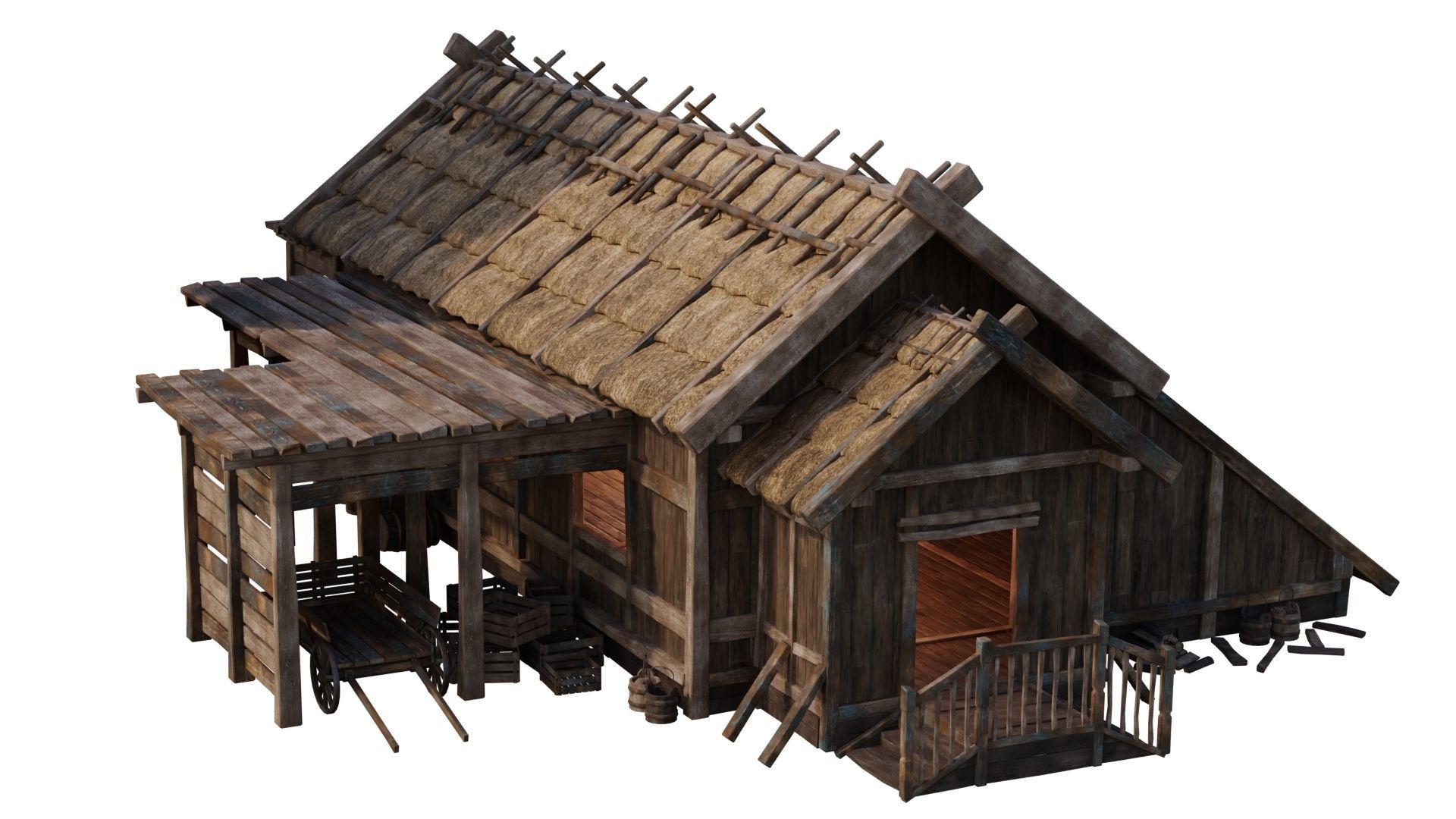 4 Old Medieval House PBR 4K GameReady Pack 37 to 40 Low-poly 3D model_32