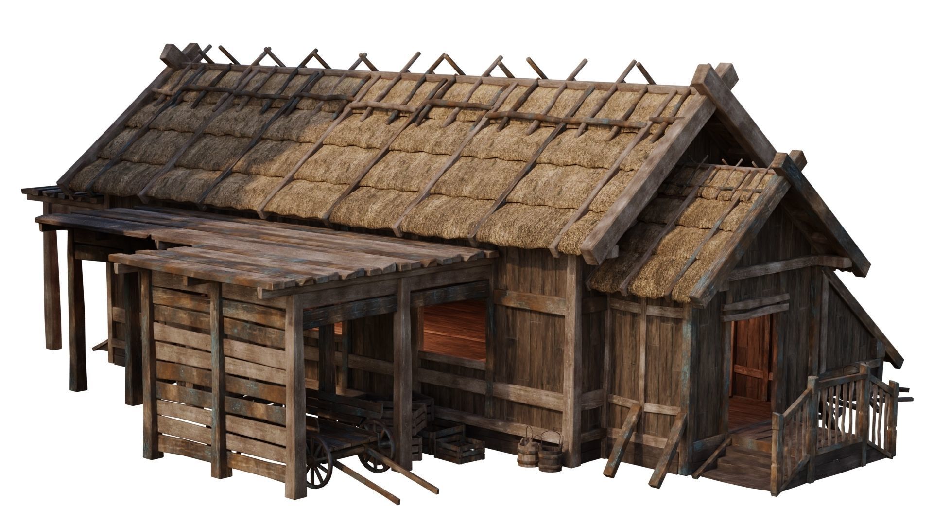 4 Old Medieval House PBR 4K GameReady Pack 37 to 40 Low-poly 3D model_40