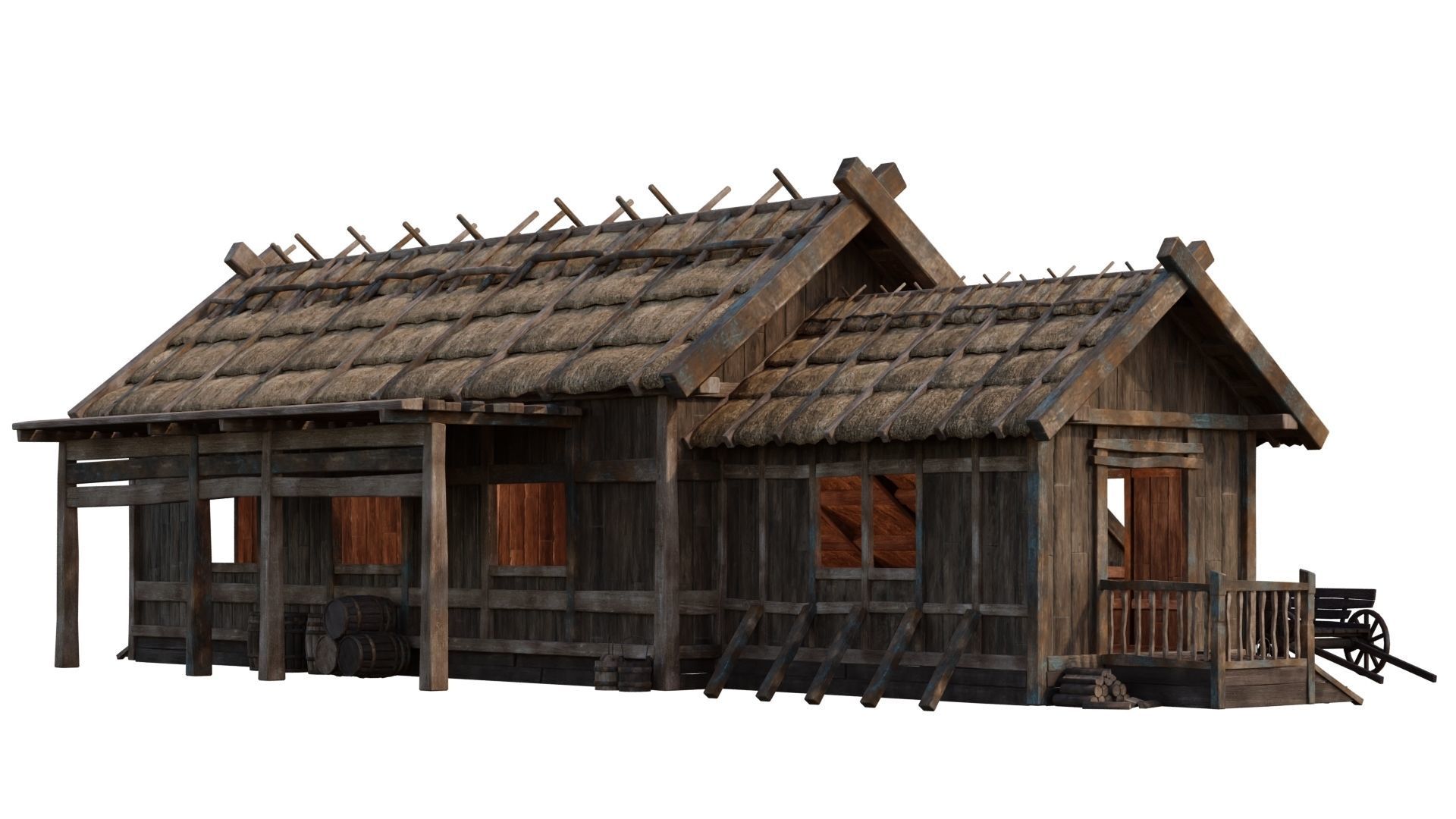 4 Old Medieval House PBR 4K GameReady Pack 37 to 40 Low-poly 3D model_24