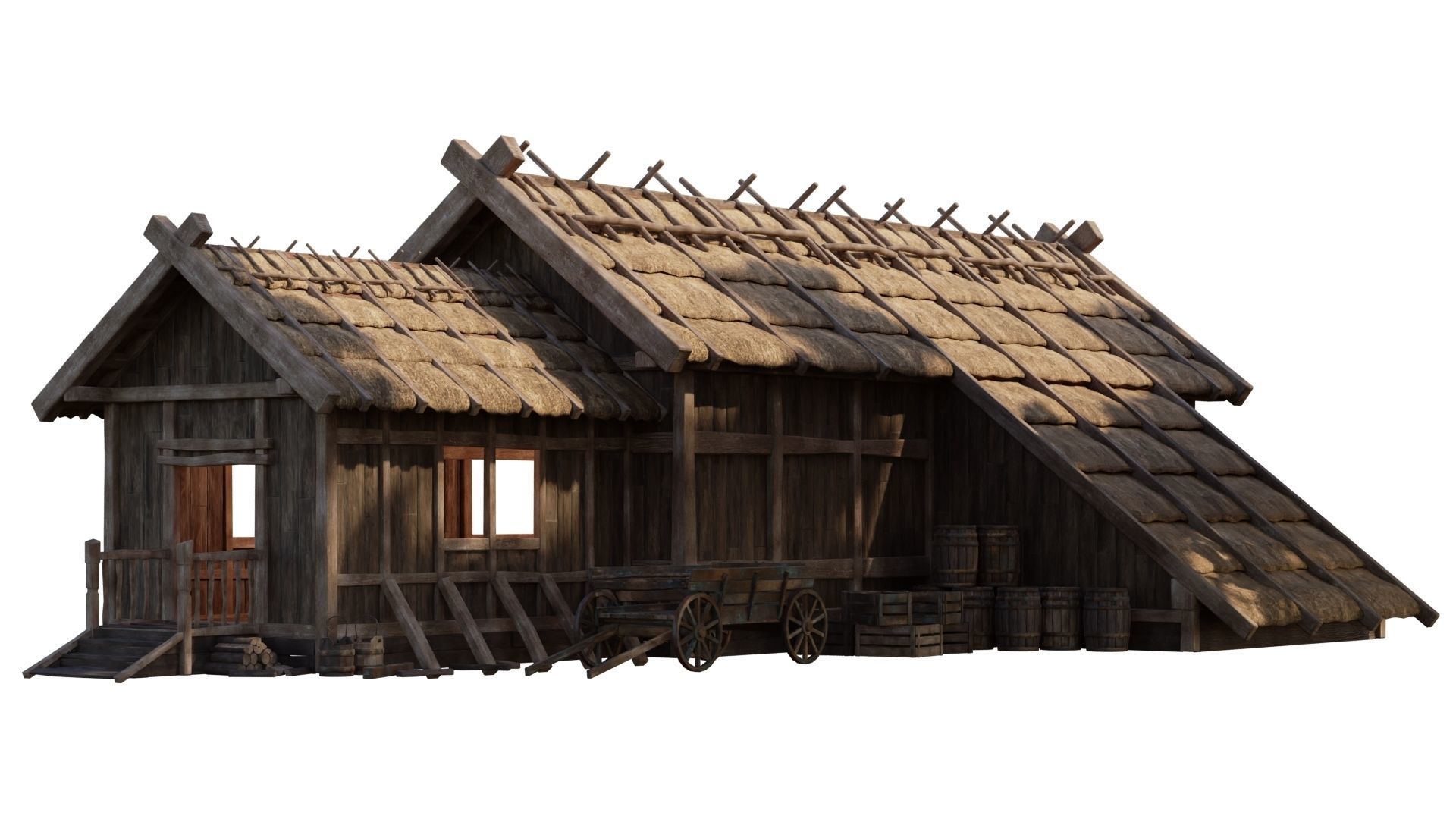 4 Old Medieval House PBR 4K GameReady Pack 37 to 40 Low-poly 3D model_5