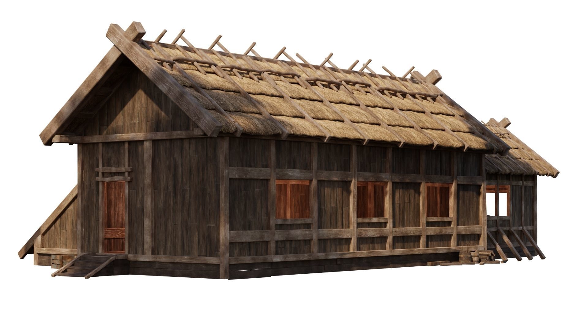 4 Old Medieval House PBR 4K GameReady Pack 37 to 40 Low-poly 3D model_14