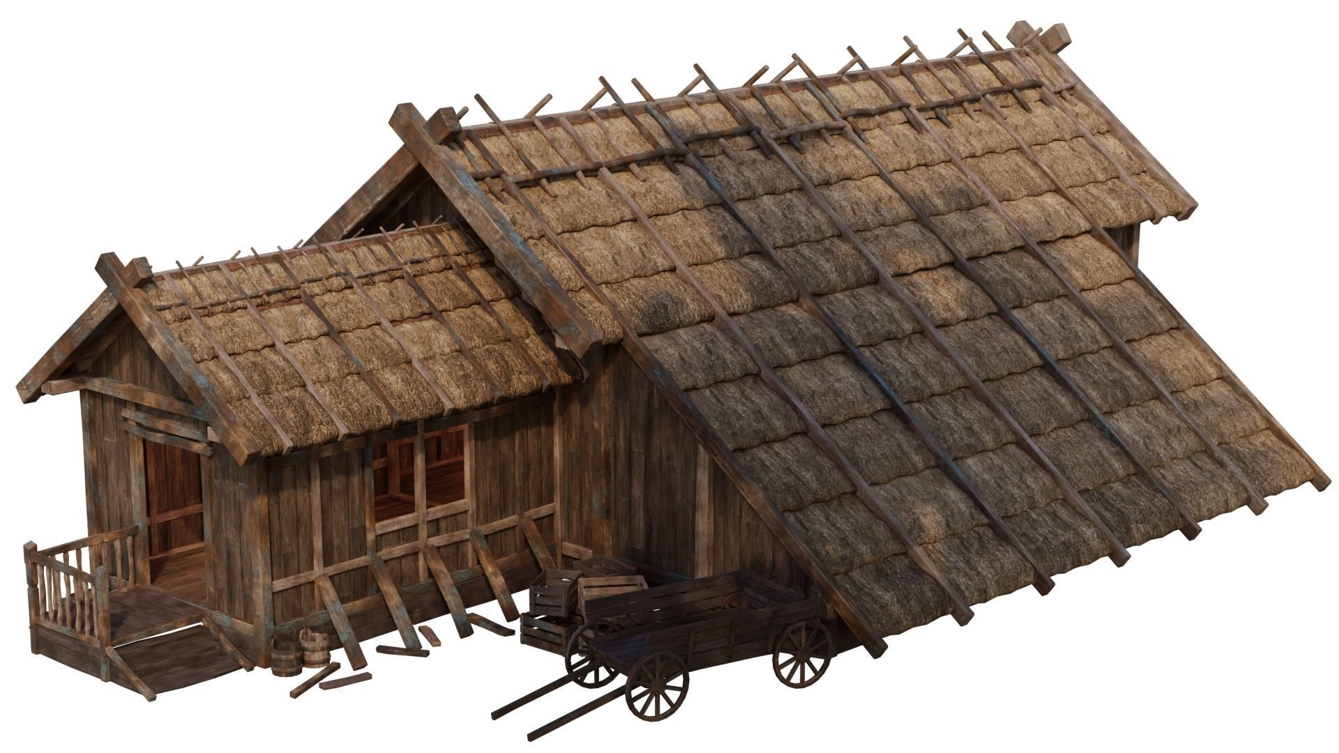 4 Old Medieval House PBR 4K GameReady Pack 37 to 40 Low-poly 3D model_27