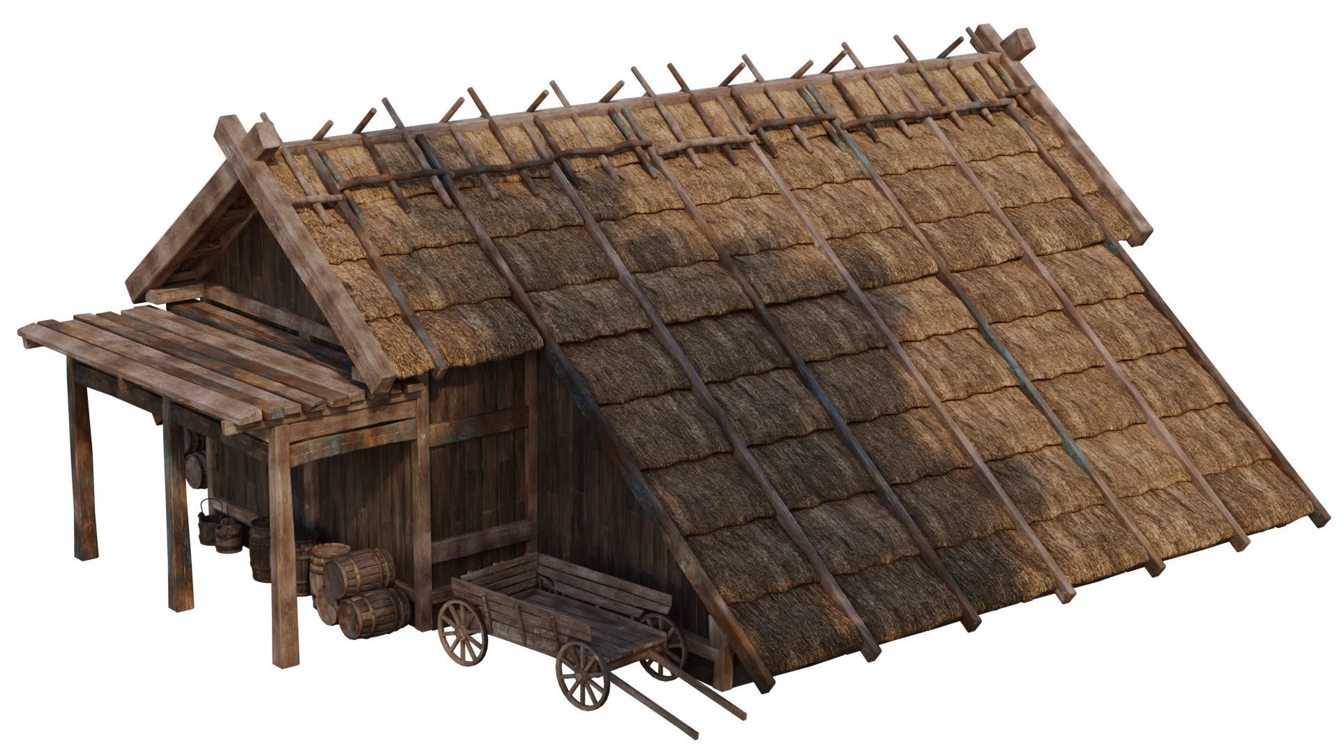 4 Old Medieval House PBR 4K GameReady Pack 37 to 40 Low-poly 3D model_52