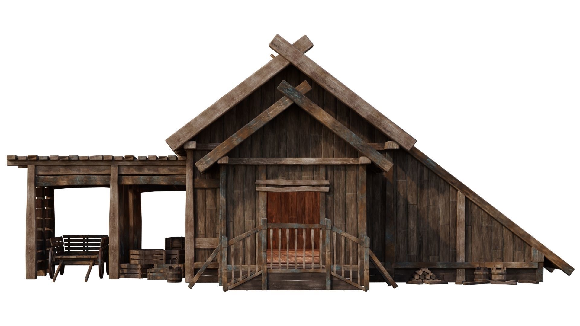 4 Old Medieval House PBR 4K GameReady Pack 37 to 40 Low-poly 3D model_35