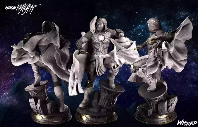 Wicked Marvel Moon Knight Sculpture 3D print model Free 3D print model