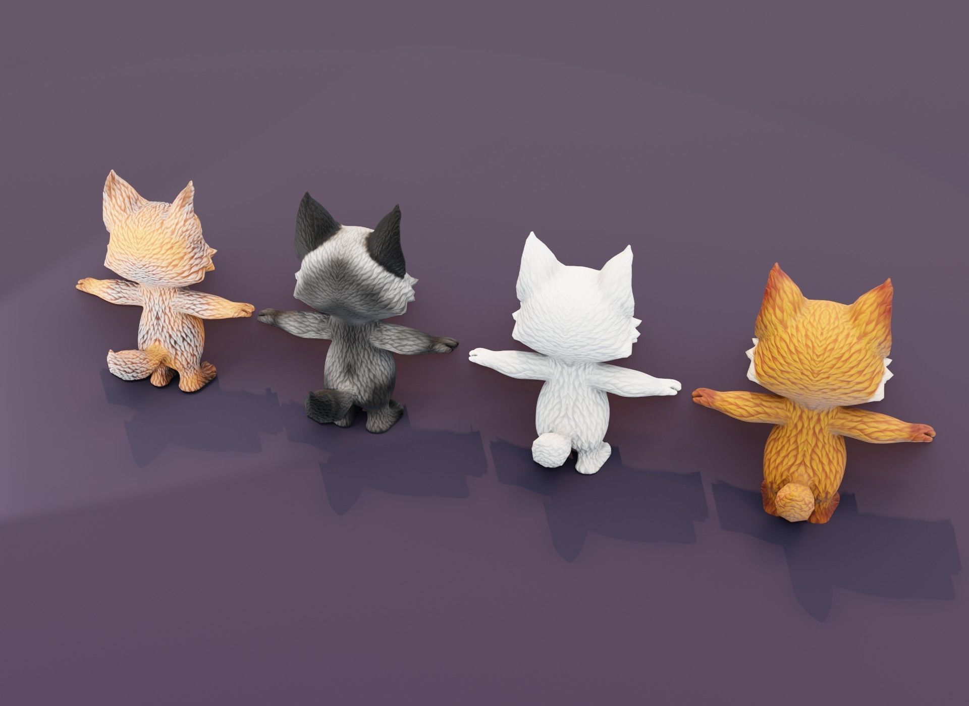 Cartoon Fox Rigged 3D Models Low-poly 3D model_1