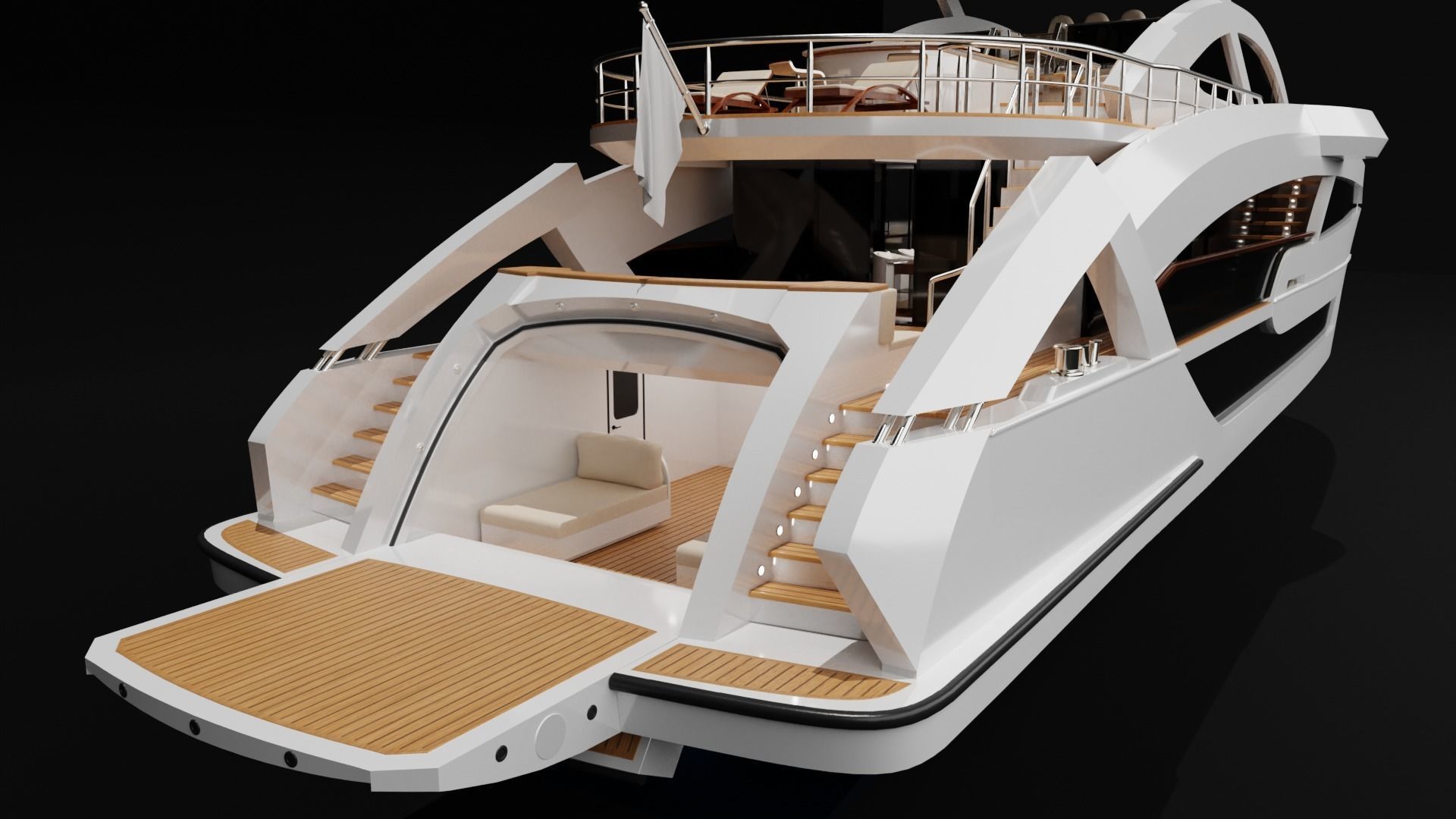 Yacht luxury  Low-poly 3D model_10