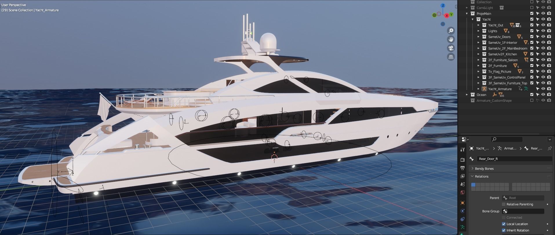 Yacht luxury  Low-poly 3D model_40