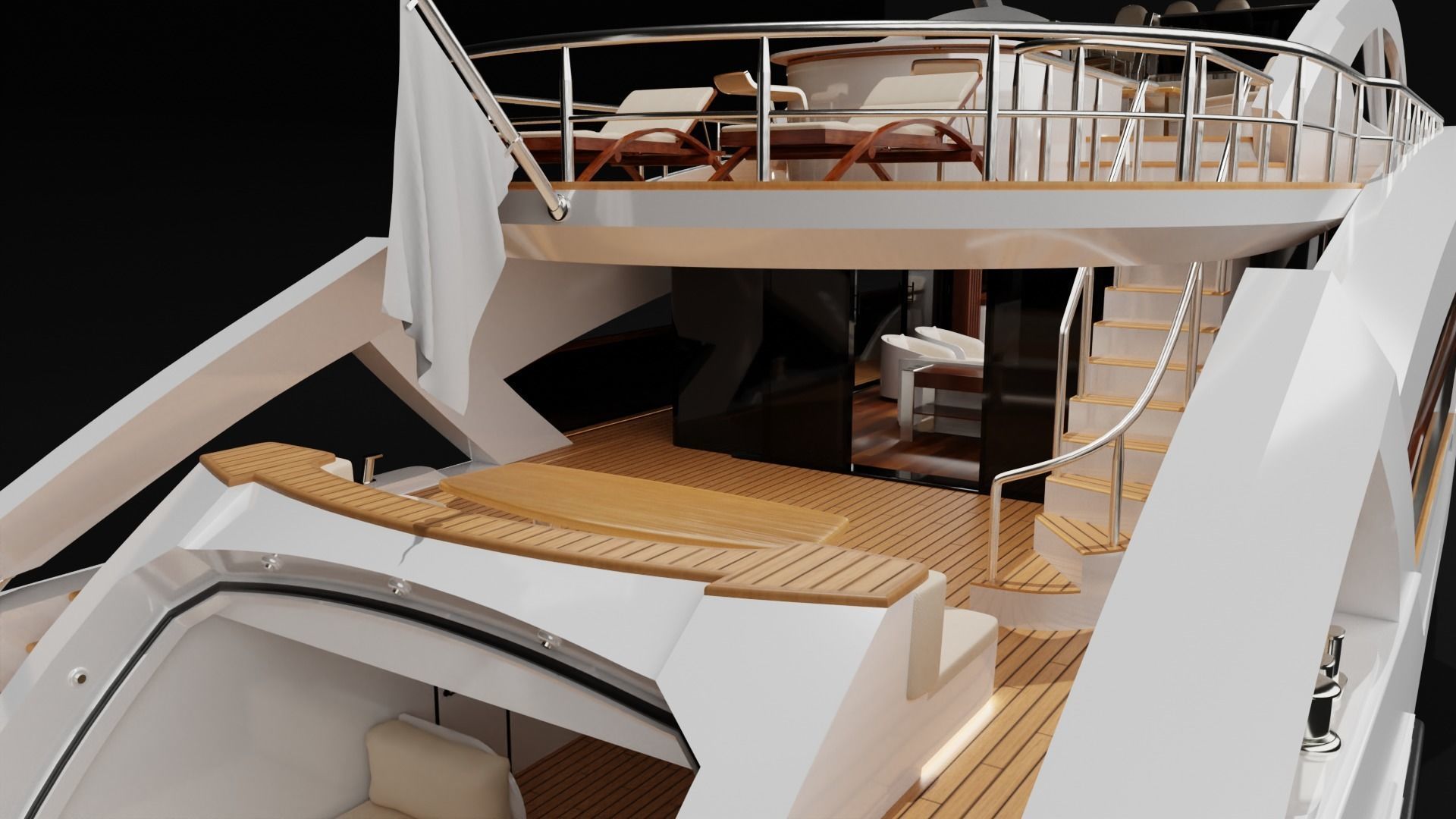 Yacht luxury  Low-poly 3D model_8
