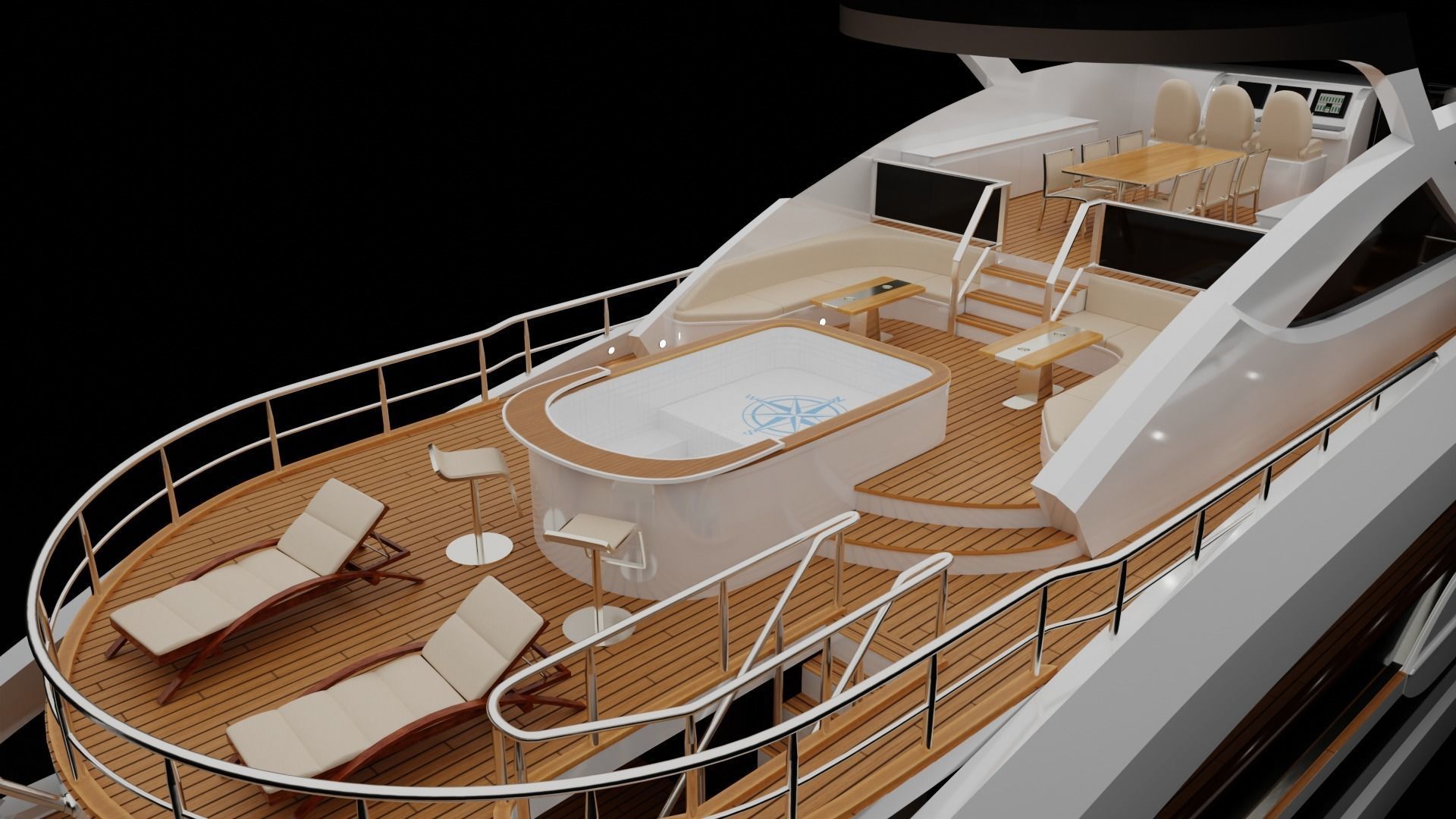 Yacht luxury  Low-poly 3D model_7
