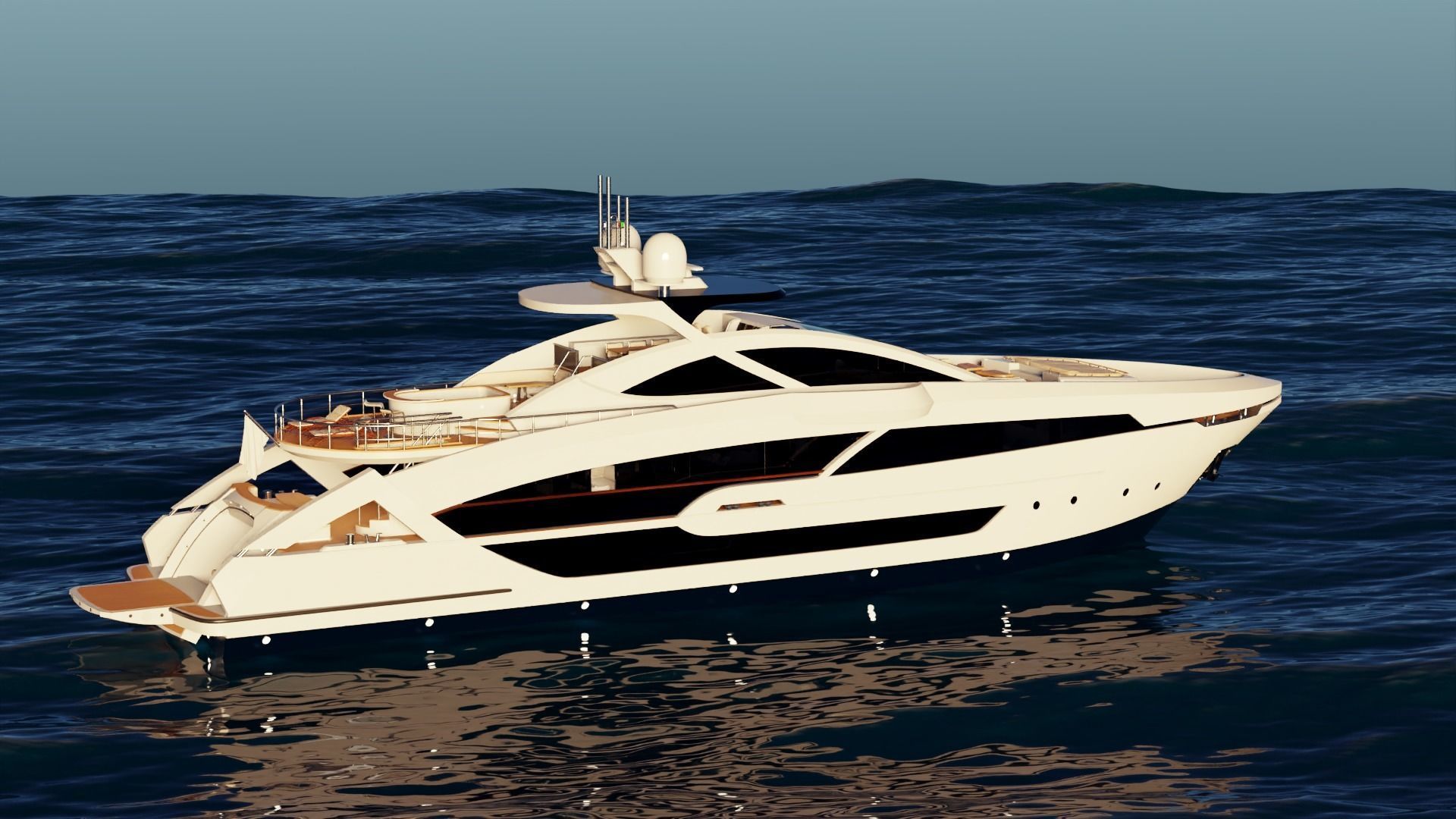 Yacht luxury  Low-poly 3D model_3