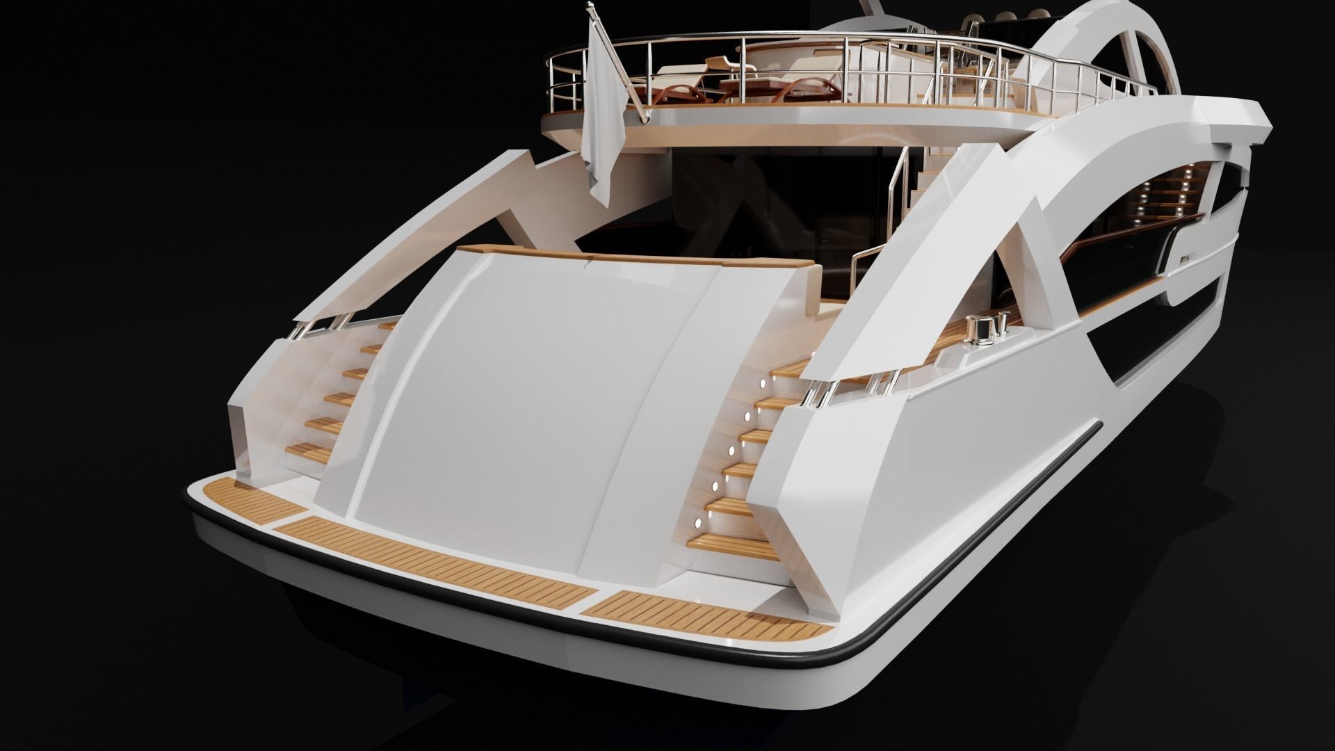 Yacht luxury  Low-poly 3D model_9