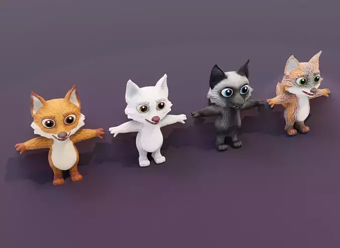 Cartoon Fox Animated 3D Models Low-poly 3D model