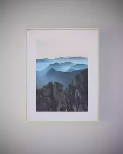 Frame mountain in hanging on wall
